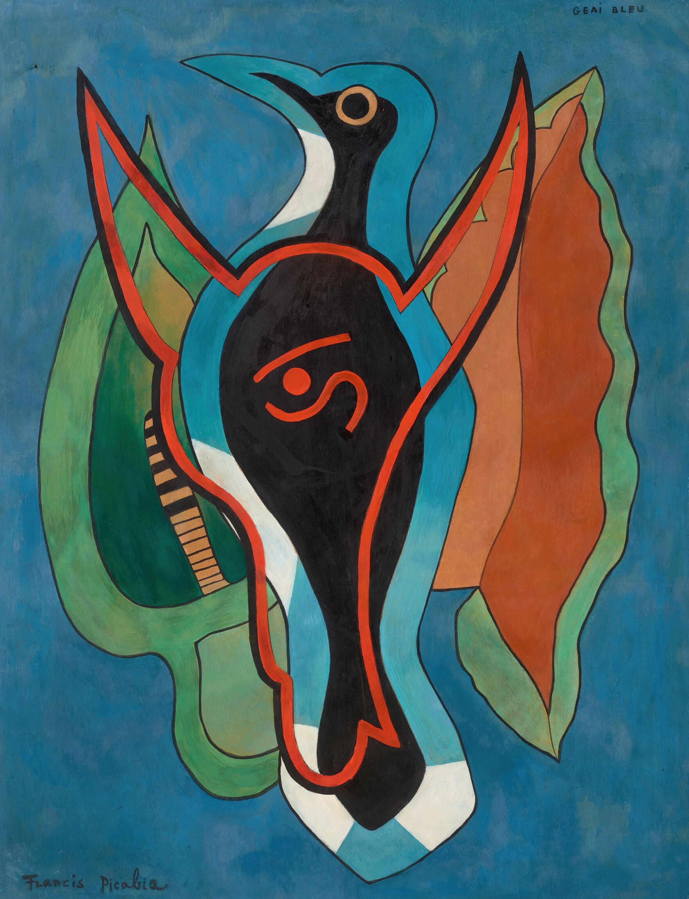 《冠蓝鸦》（Blue Jay）｜弗朗西斯·皮卡比亚 Francis Picabia｜约1938–1939