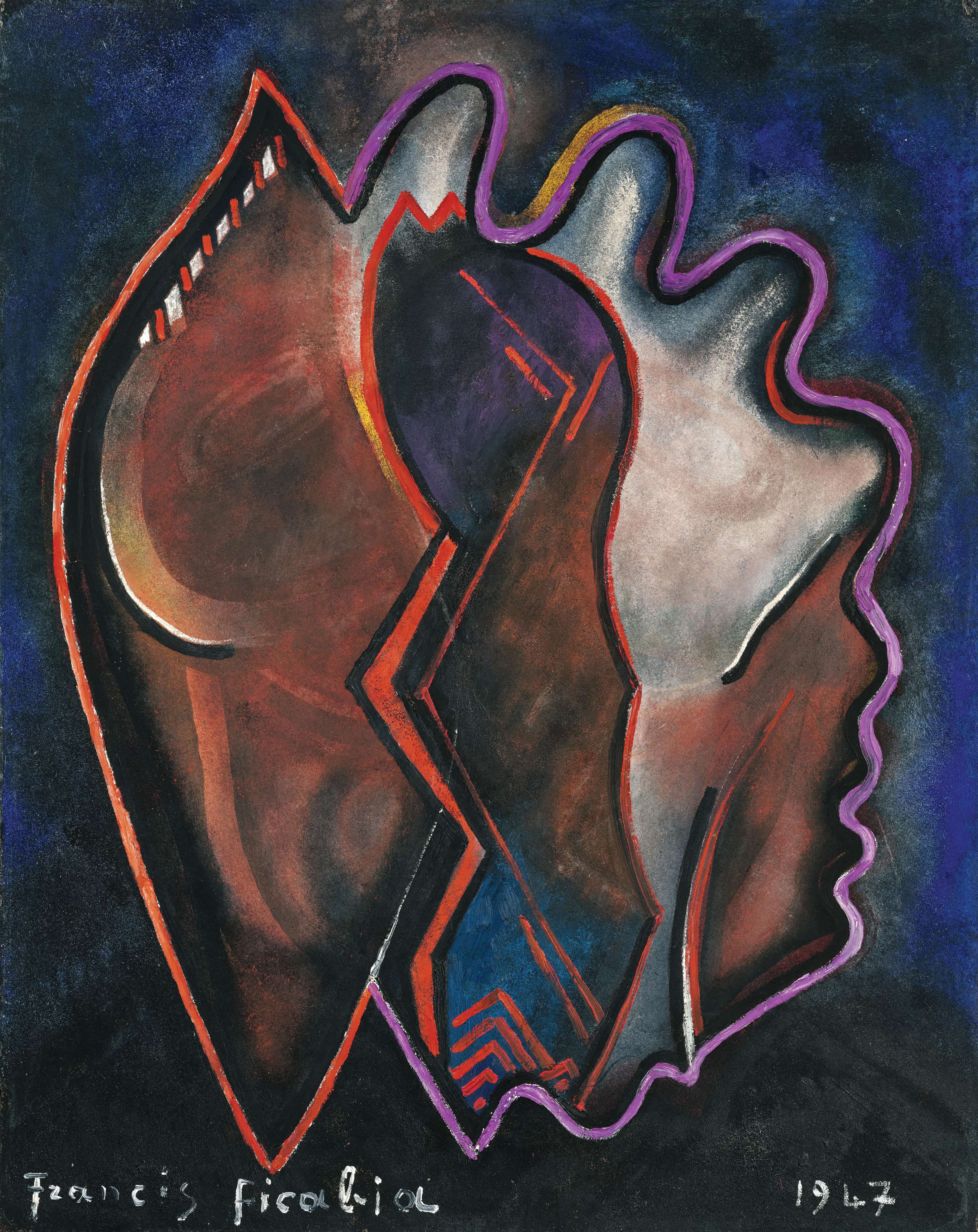 《抽象构图》（Abstract composition）｜弗朗西斯·皮卡比亚 Francis Picabia｜1947