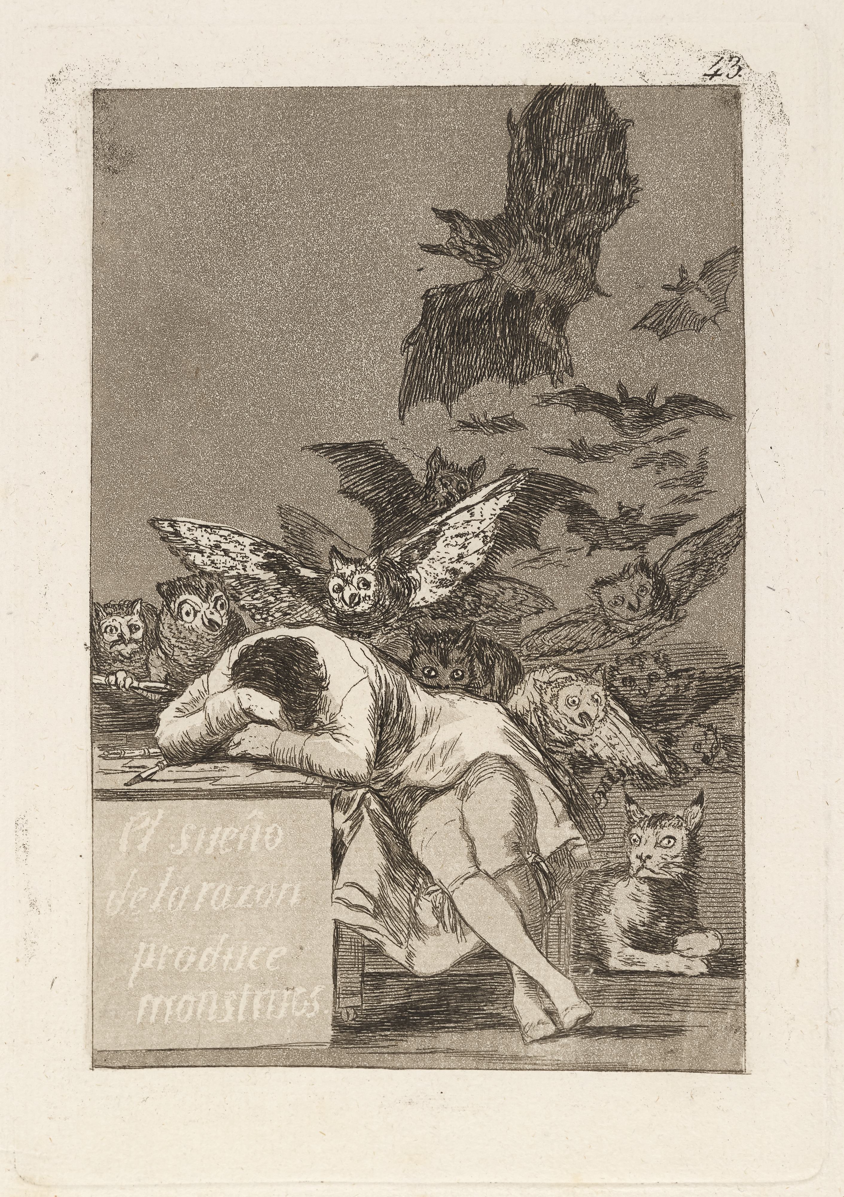 《理性沉睡，心魔生焉》（The Sleep of Reason Produces Monsters）｜弗朗西斯科·戈雅 Francisco de Goya｜1799