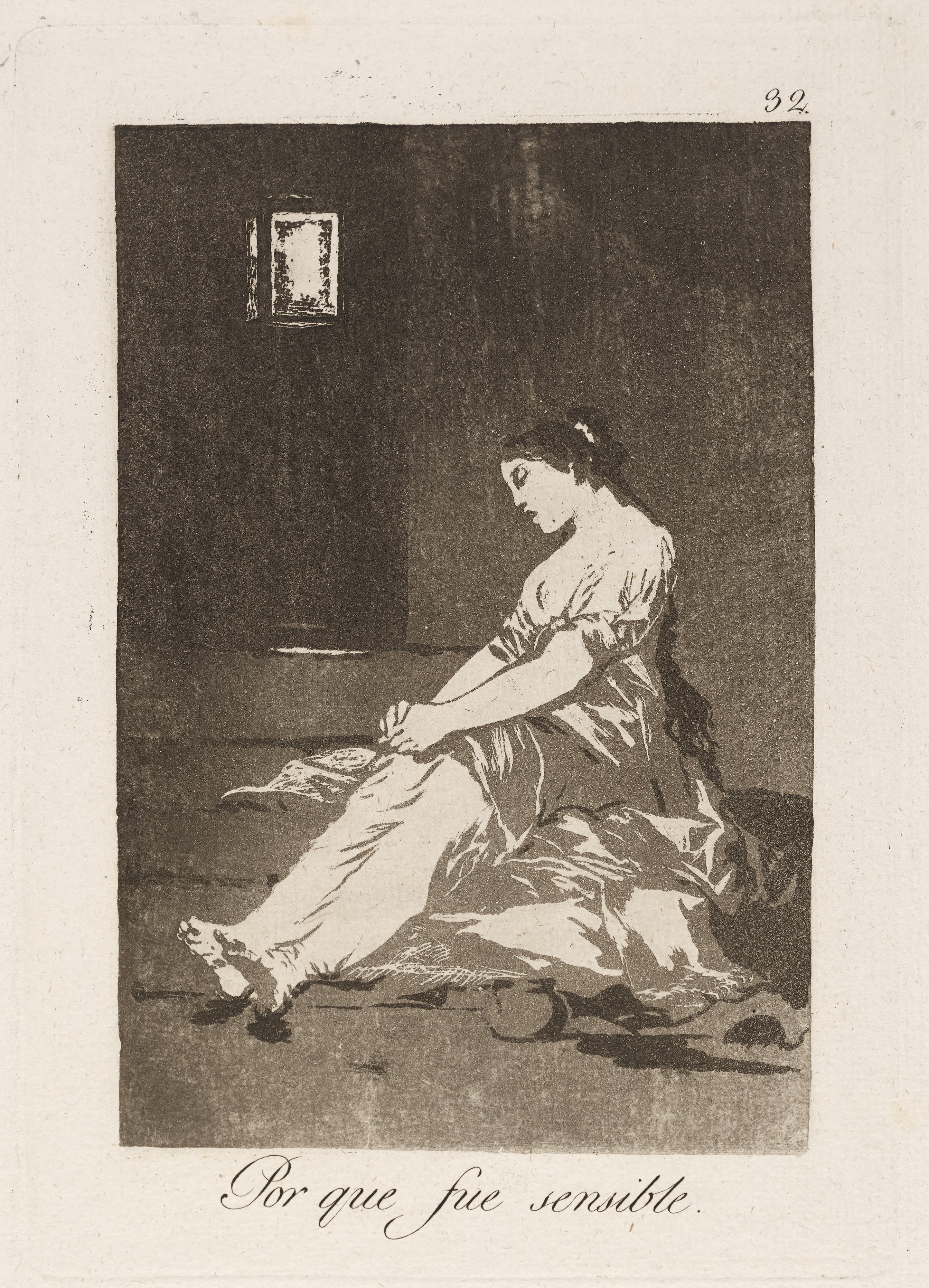 《因为它很敏感。 （因为她很敏感。）》（Because it was sensitive. (Because she was susceptible.)）｜弗朗西斯科·戈雅 Francisco de Goya｜1796–1797