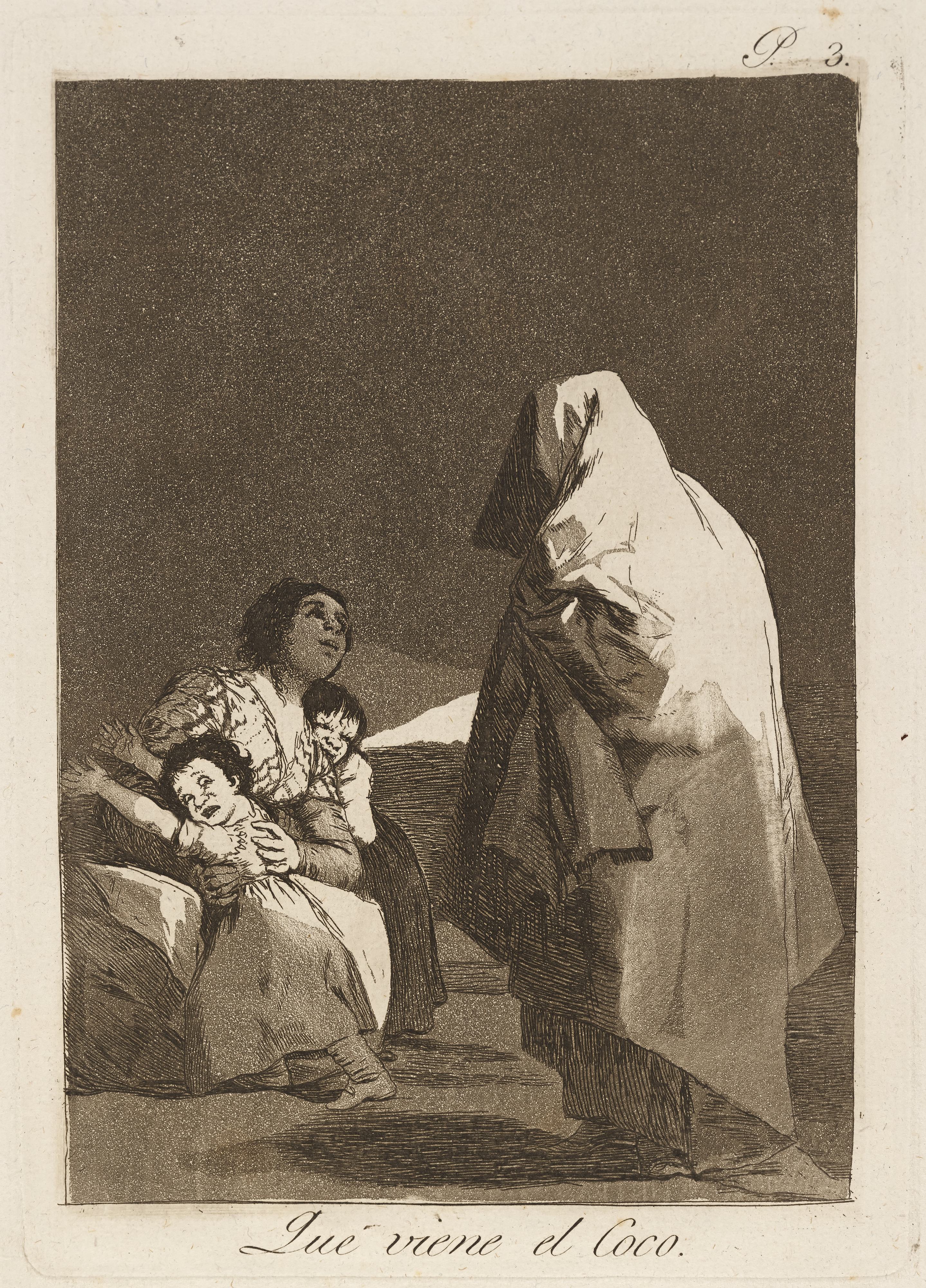 《可可来了（妖怪来了。）》（The Coco is coming. (Here comes the bogey-man.)）｜弗朗西斯科·戈雅 Francisco de Goya｜1796–1797