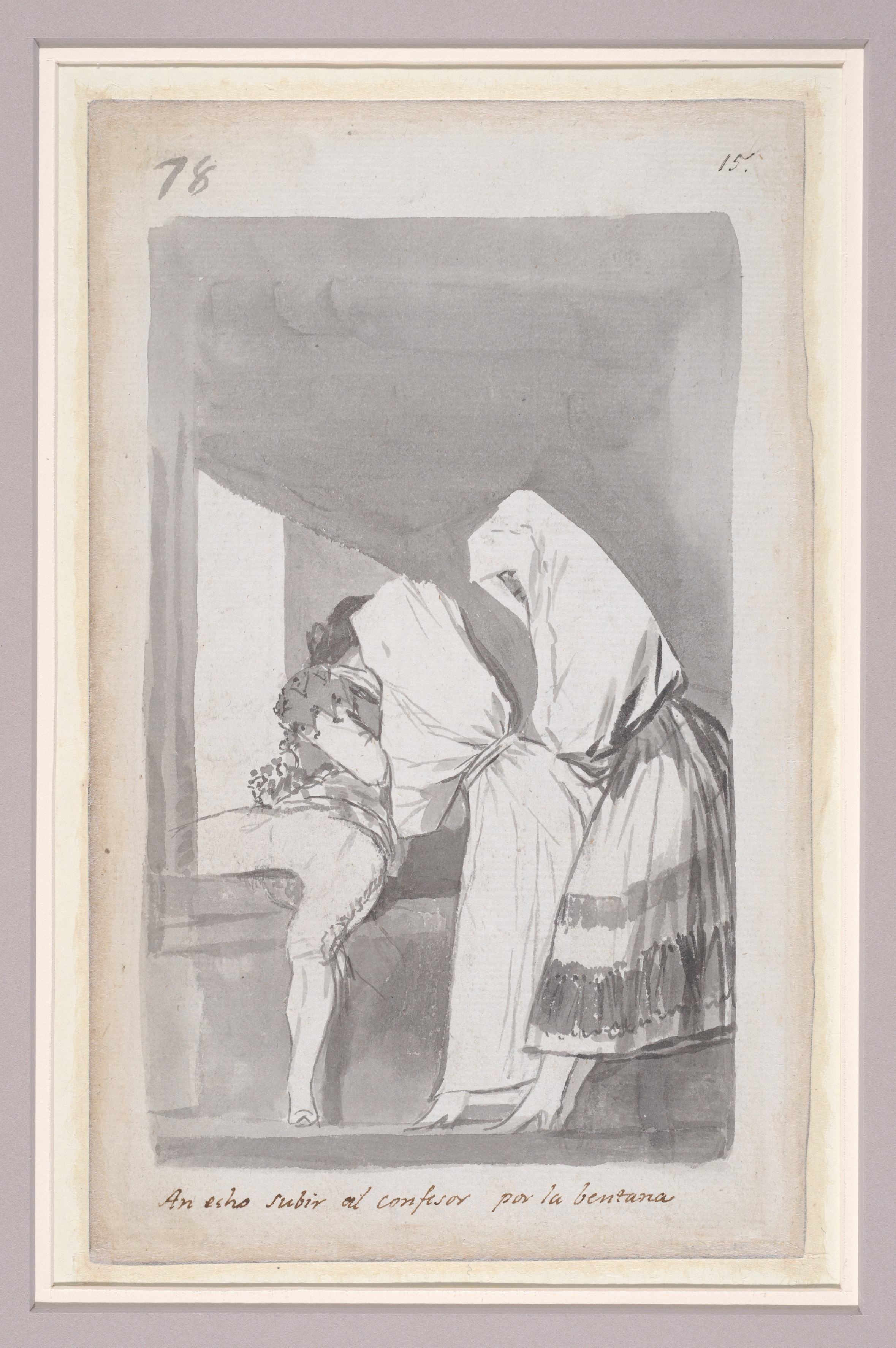 《两名妇女帮助忏悔神父爬出窗户》（Two women helping a confessor to climb through a window）｜弗朗西斯科·戈雅 Francisco de Goya｜1796–1798