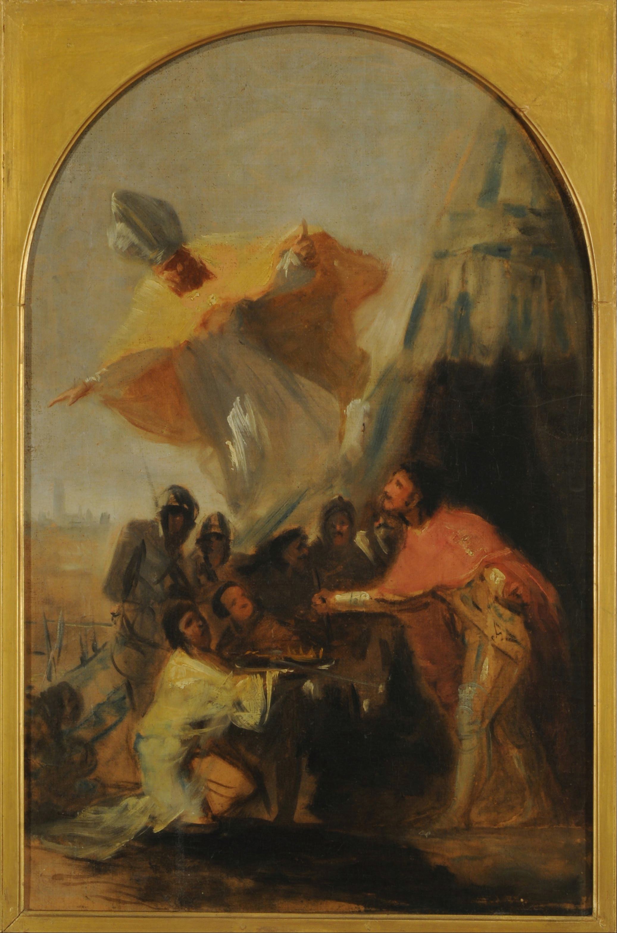 《圣伊西多尔在塞维利亚城墙前向圣斐迪南国王显现》（Apparition of Saint Isidore to King Ferdinand the Saint before the walls of Seville）｜弗朗西斯科·戈雅 Francisco de Goya｜between 1798 and 1800