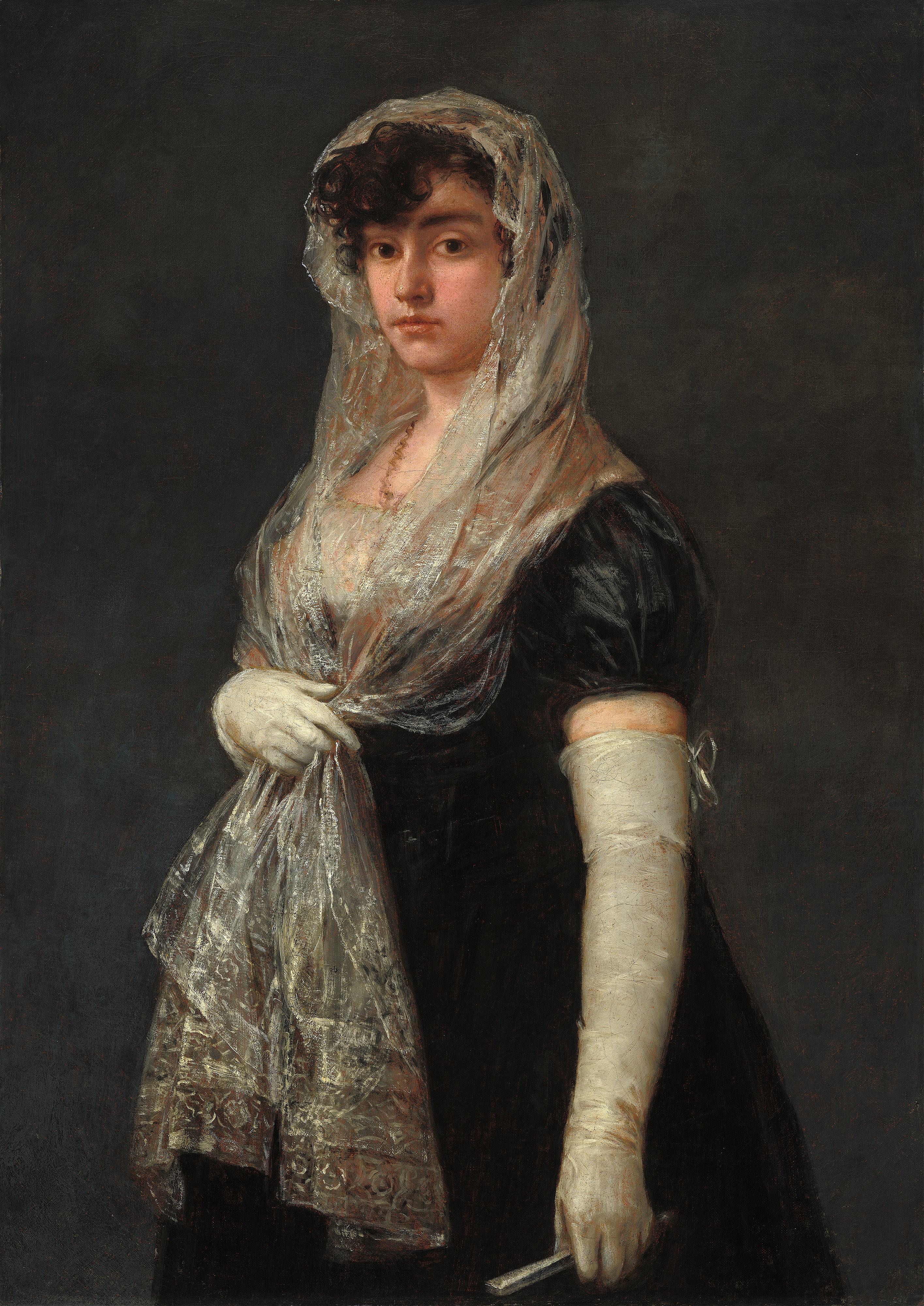 《戴着头巾和巴斯奎纳的年轻女士》（Young Lady Wearing a Mantilla and Basquina）｜弗朗西斯科·戈雅 Francisco de Goya｜约. 1800–1805