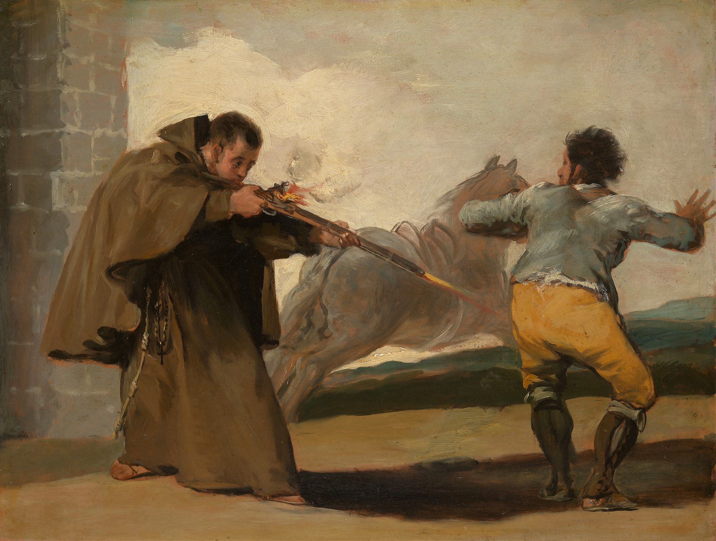《佩德罗修士在马拉加托的马逃跑时射杀了他》（Friar Pedro Shoots El Maragato as His Horse Runs Off）｜弗朗西斯科·戈雅 Francisco de Goya｜约. 1806