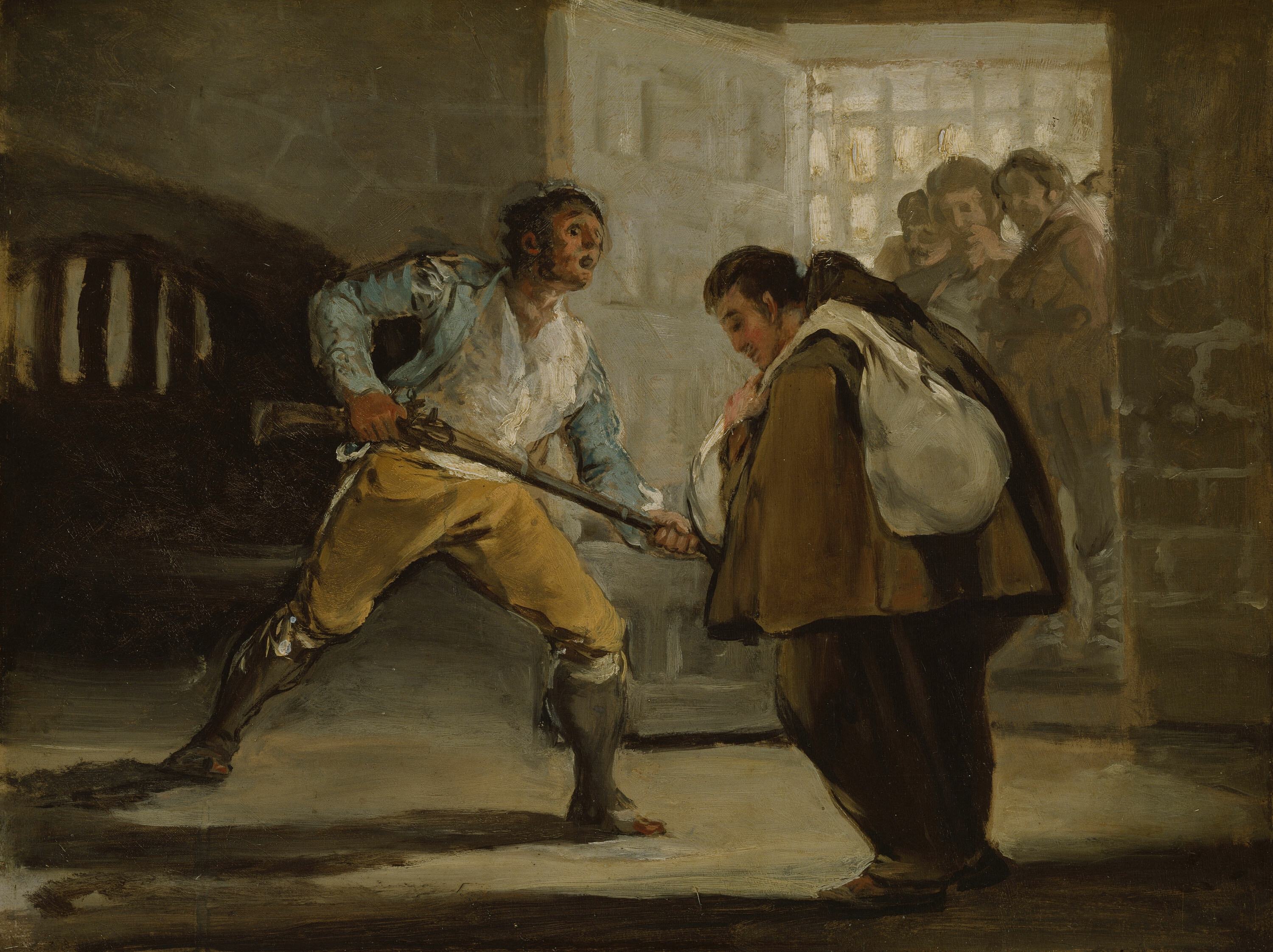 《埃尔·马拉加托用枪威胁修士佩德罗·德·萨尔迪维亚》（El Maragato Threatens Friar Pedro de Zaldivia with His Gun）｜弗朗西斯科·戈雅 Francisco de Goya｜约. 1806