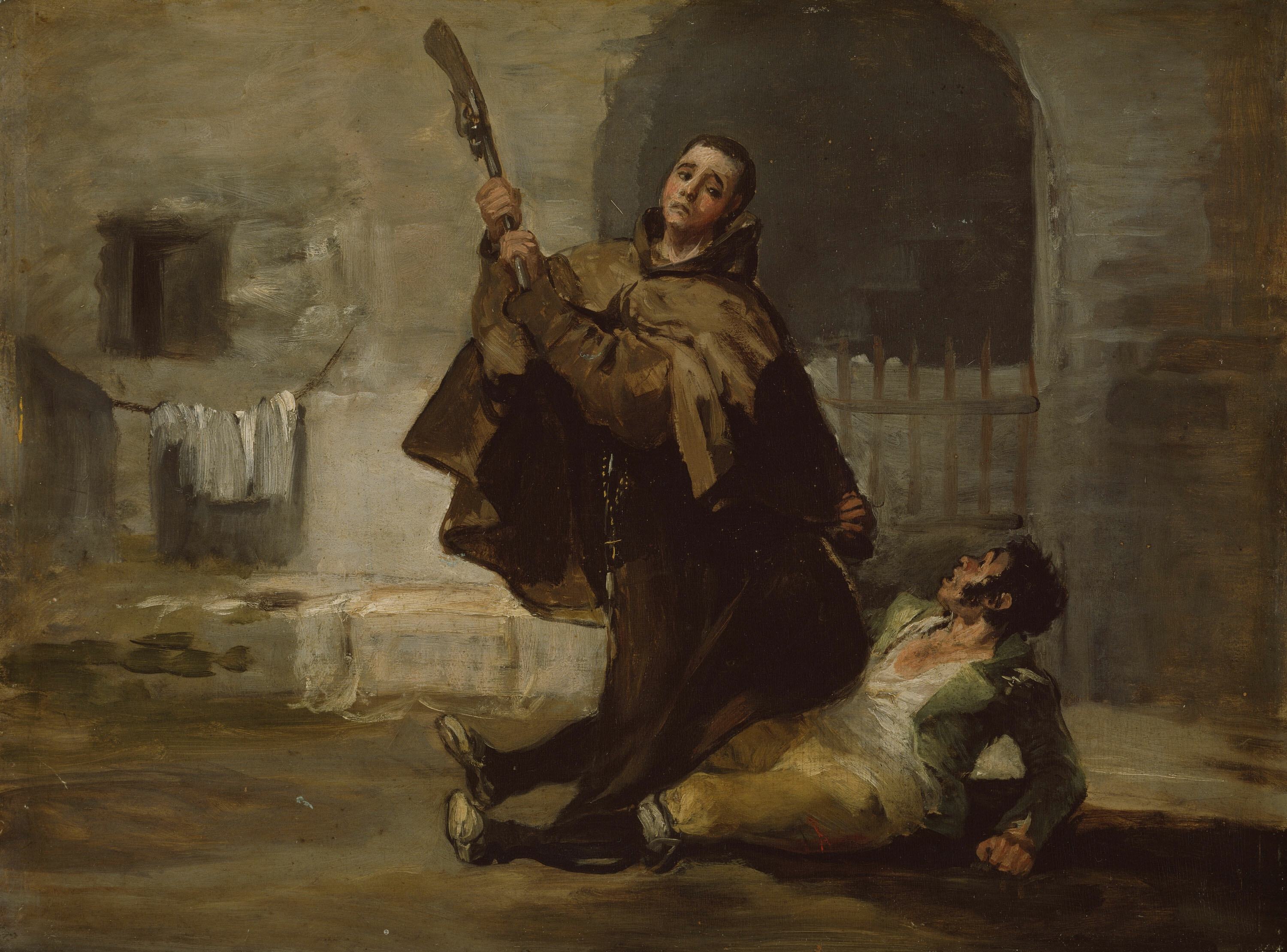 《佩德罗修士用枪托敲击埃尔马拉加托》（Friar Pedro Clubs El Maragato with the Butt of the Gun）｜弗朗西斯科·戈雅 Francisco de Goya｜约. 1806