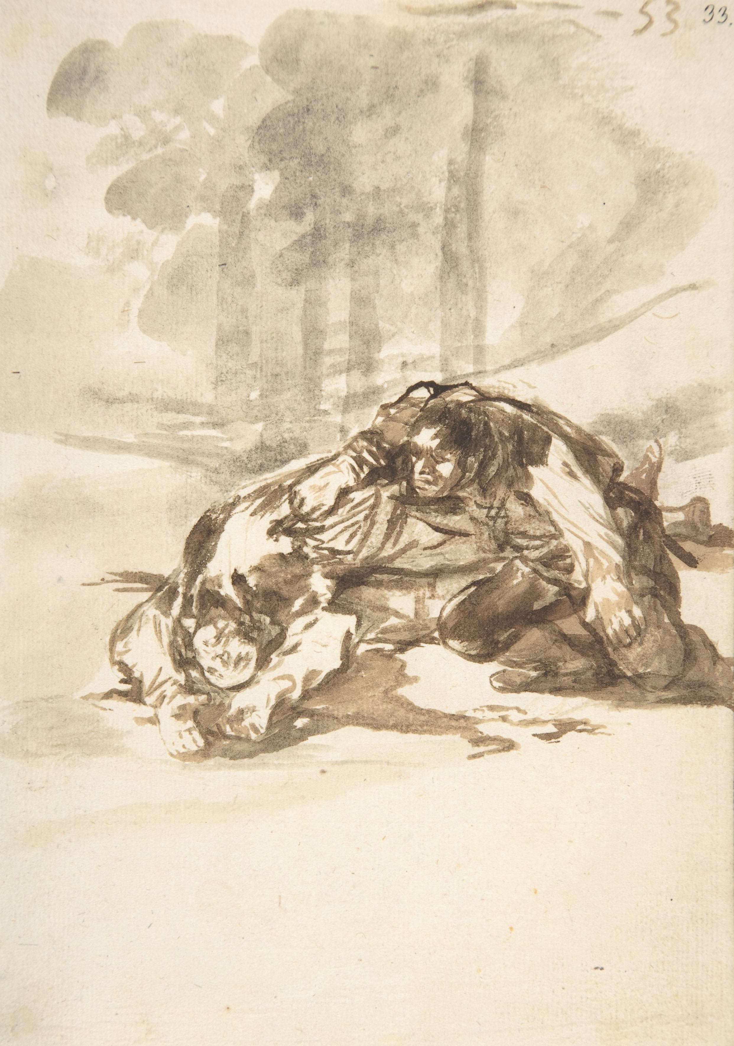 《一名男子刺伤另一名男子》（A man stabbing another）｜弗朗西斯科·戈雅 Francisco de Goya｜约. 1812–20