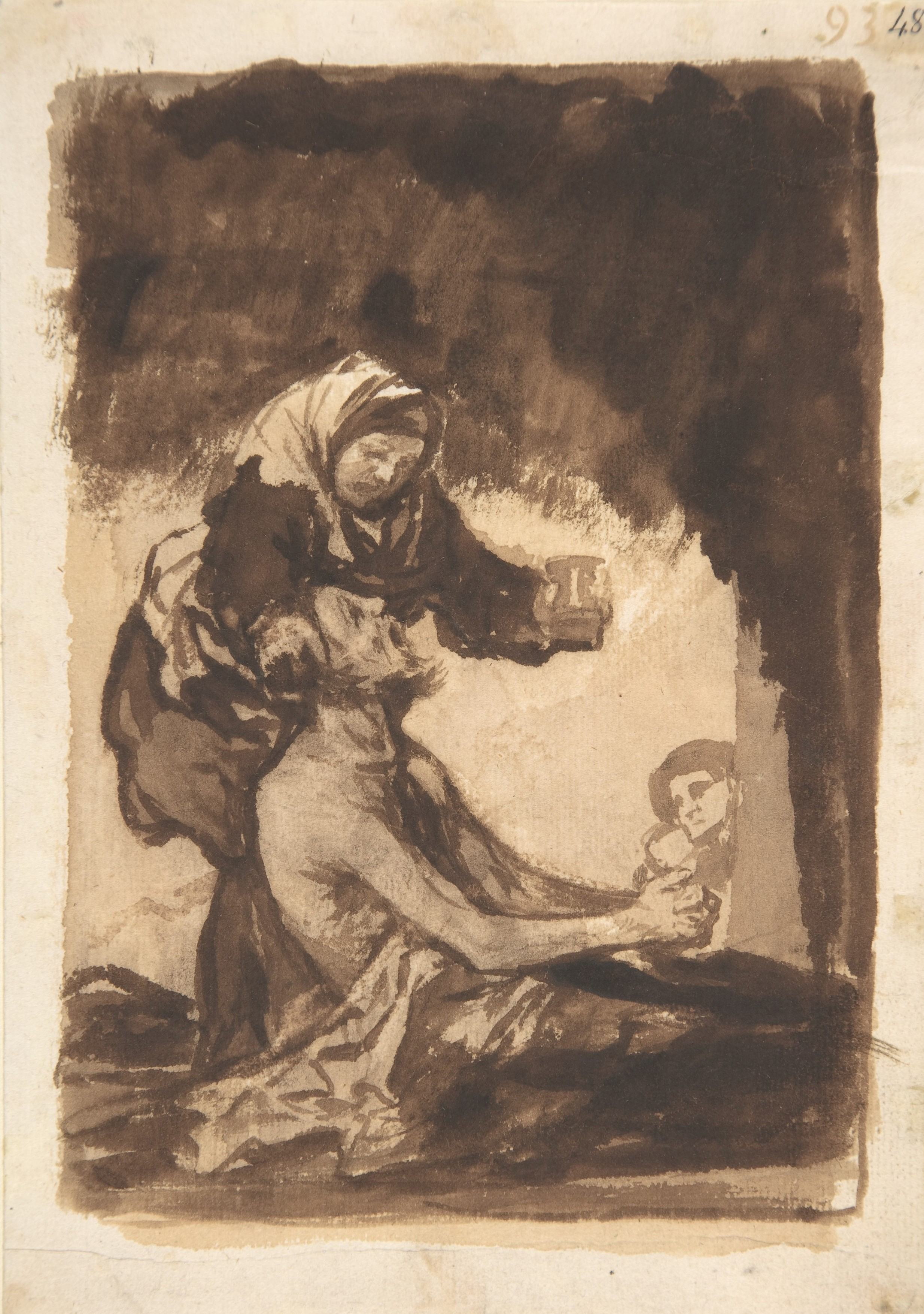 《一个女人给一个老人一个杯子》（A woman giving a mug to an old man）｜弗朗西斯科·戈雅 Francisco de Goya｜约. 1812–20