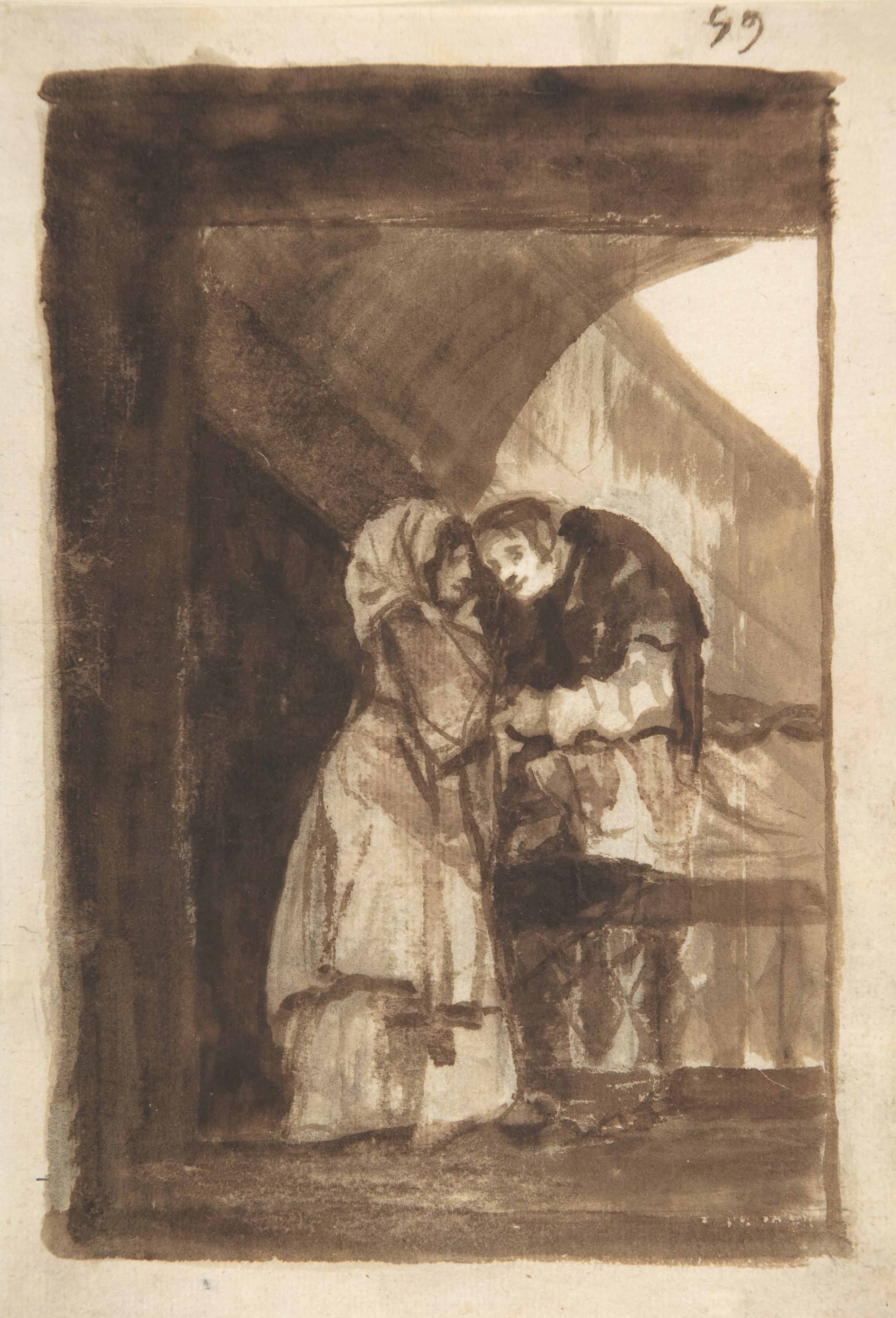 《一名妇女在有顶棚的拱门内与牧师交谈》（A woman talking to a priest in a covered archway）｜弗朗西斯科·戈雅 Francisco de Goya｜约. 1812–20