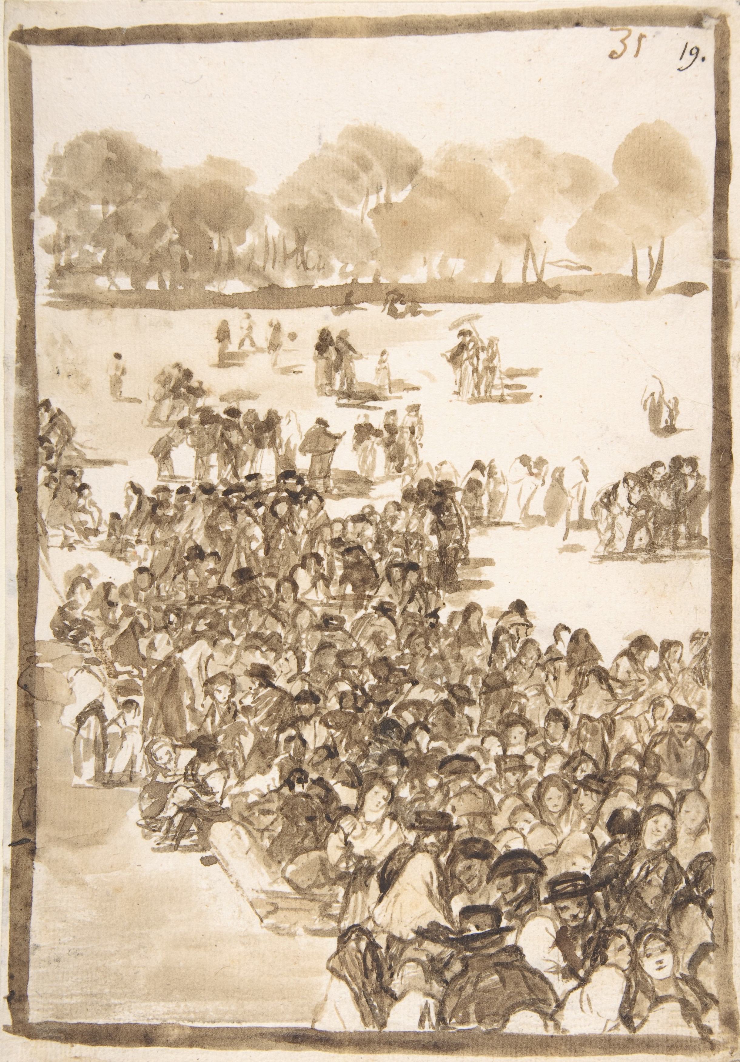 《公园里的人群》（Crowd in a Park）｜弗朗西斯科·戈雅 Francisco de Goya｜约. 1812–20