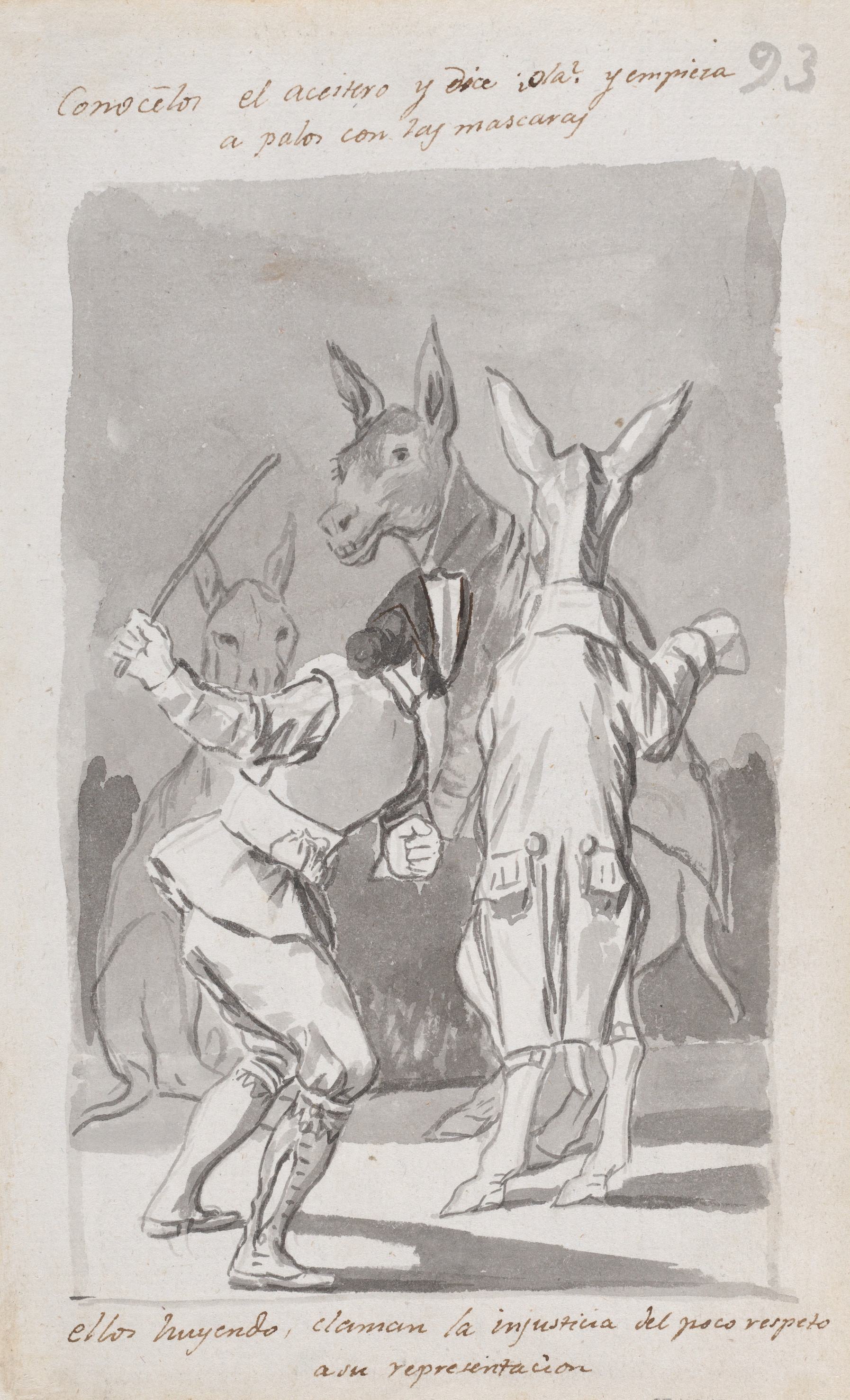 《伪装的驴被男人鞭打》（Masquerading asses being whipped by a man）｜弗朗西斯科·戈雅 Francisco de Goya｜约. 1812–20