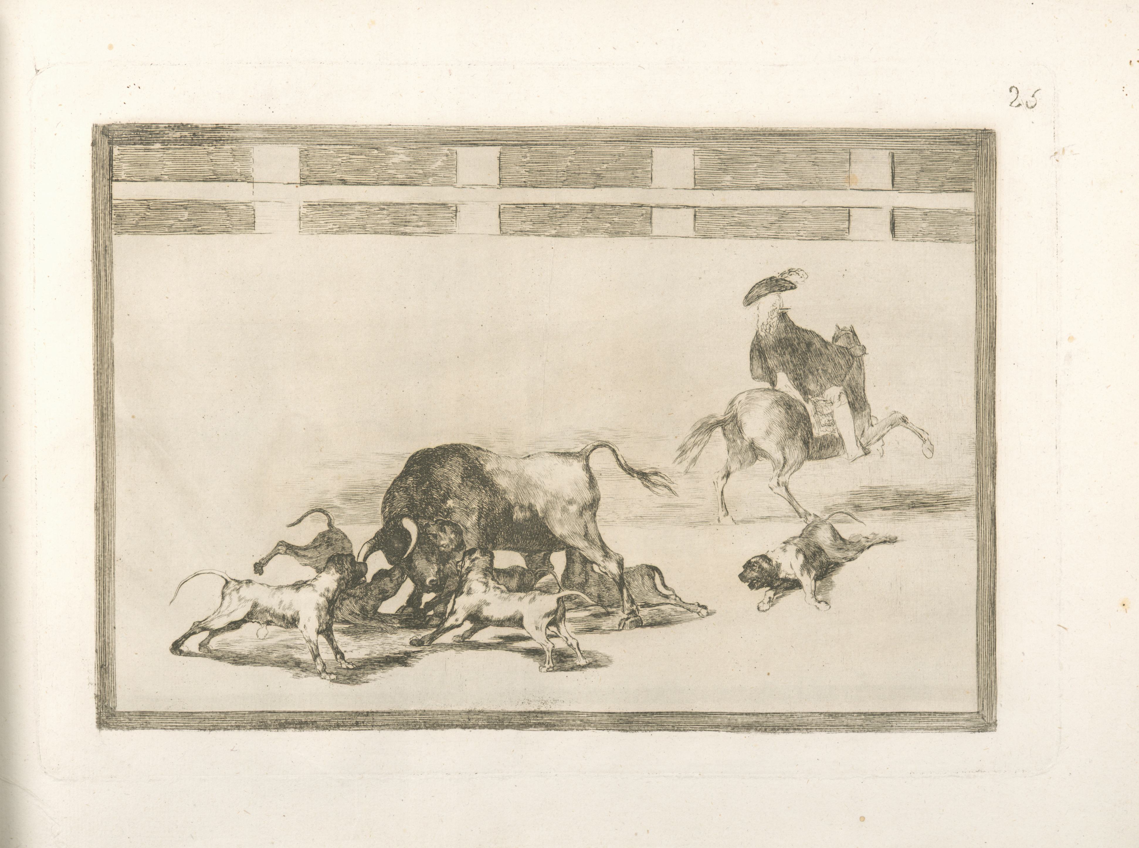 《他们把狗扔给公牛》（They throw dogs to the bull）｜弗朗西斯科·戈雅 Francisco de Goya｜1816
