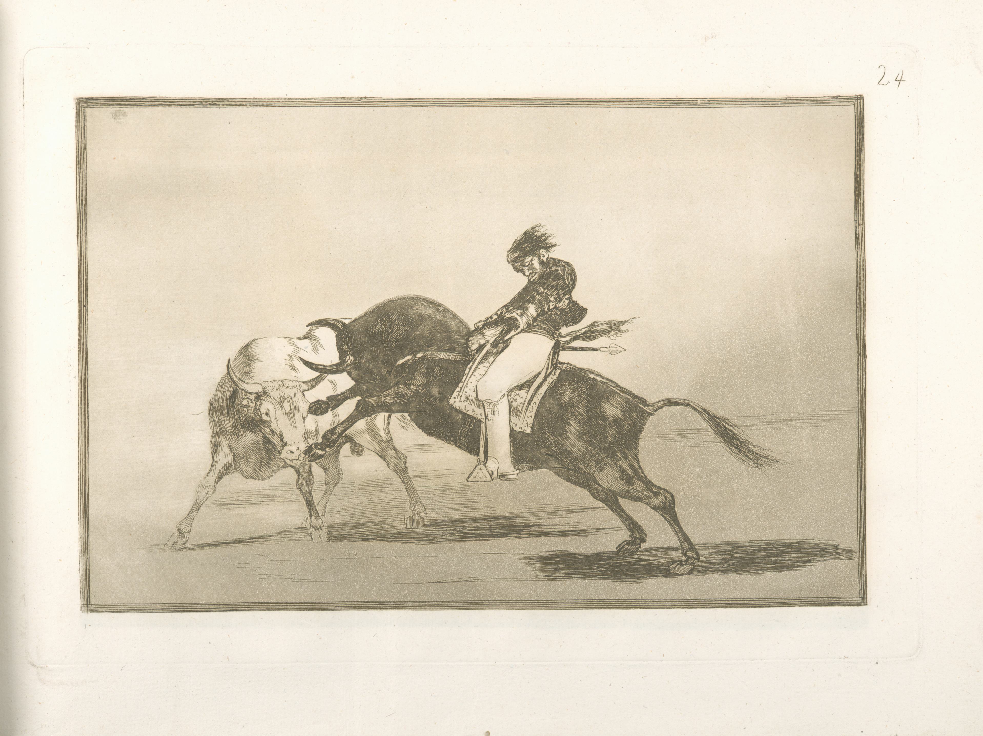 《塞瓦略斯本人骑着另一头公牛打破了马德里广场的斗牛场》（Ceballos himself mounted on another bull breaks bullrings in the plaza of Madrid）｜弗朗西斯科·戈雅 Francisco de Goya｜1816