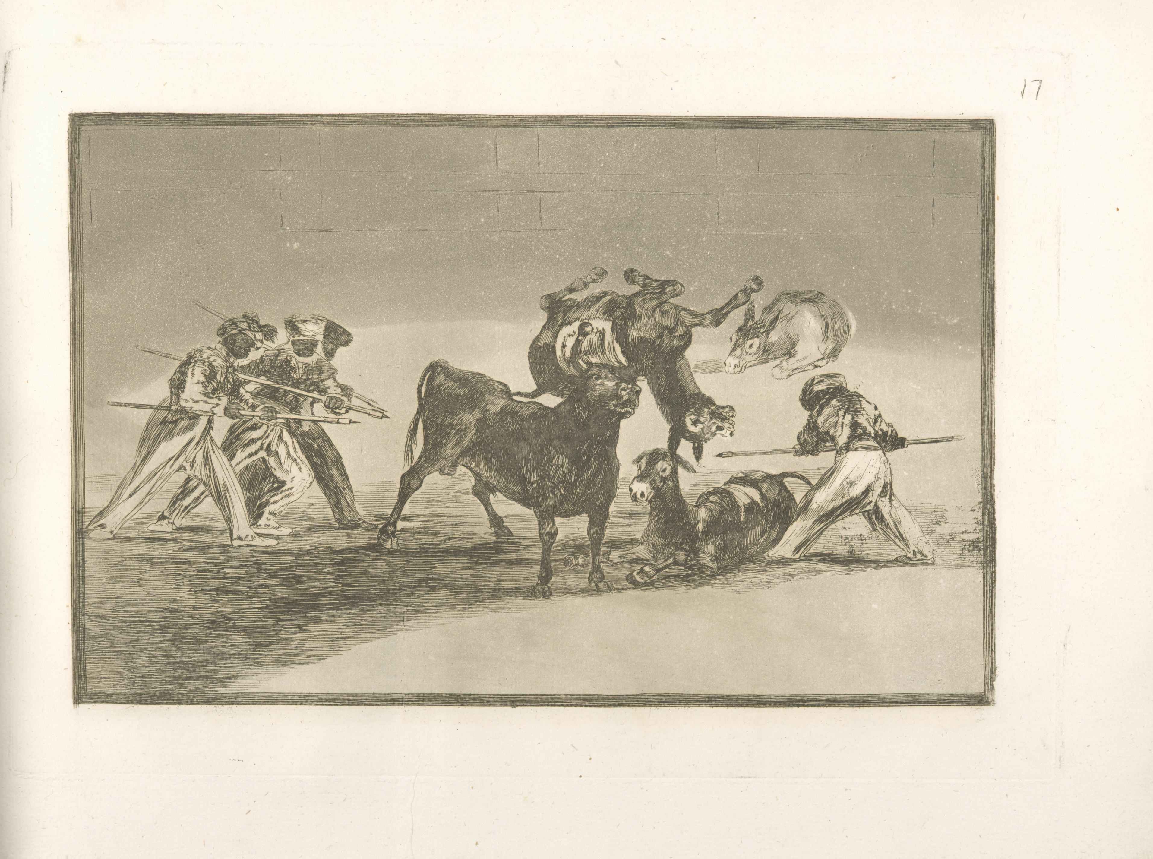 《摩尔人的帕伦克用驴子建造，以抵御愤怒的公牛》（Palenque of the Moors made with donkeys to defend themselves from the angry bull）｜弗朗西斯科·戈雅 Francisco de Goya｜1816