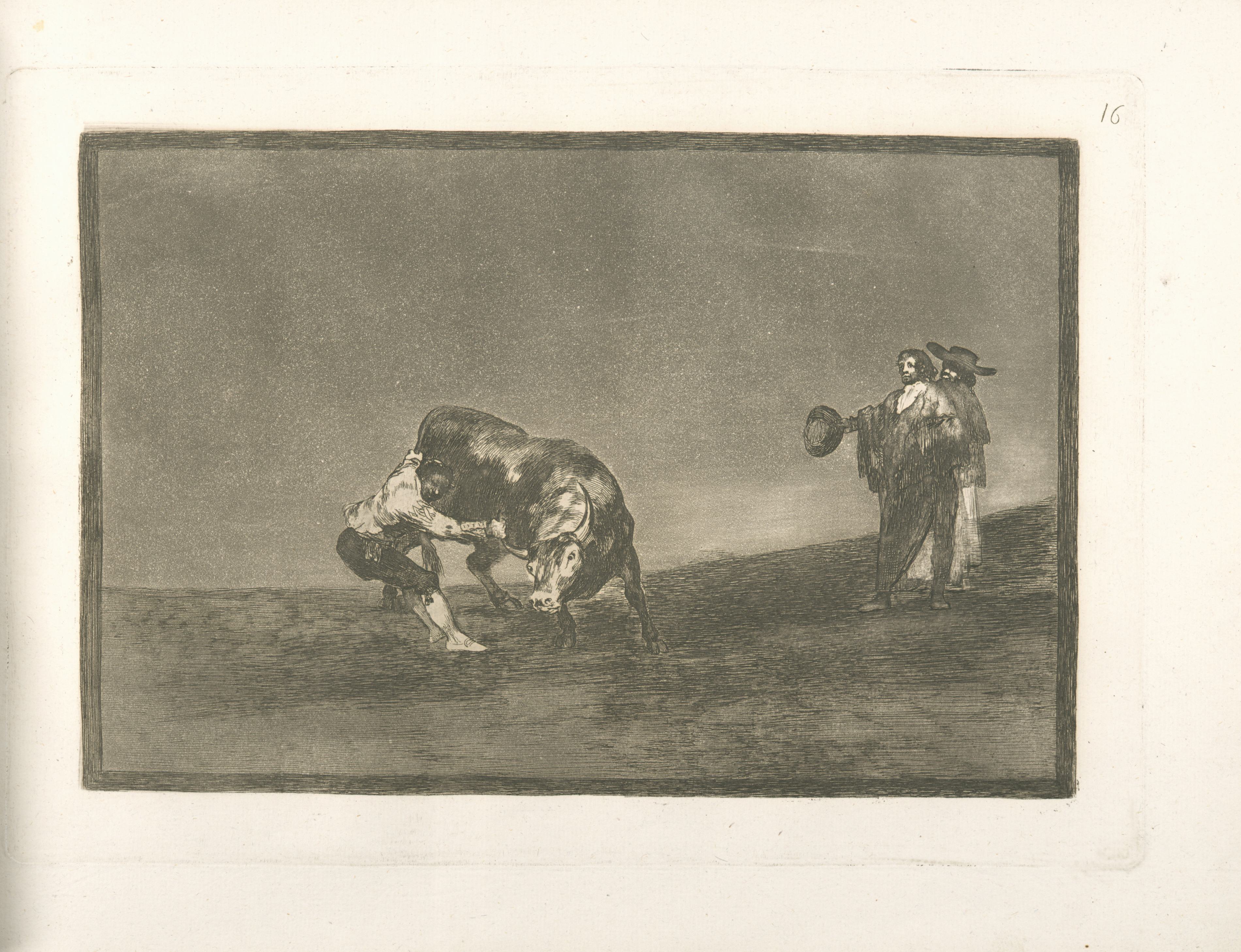 《他本人在马德里广场推翻了一头公牛》（He himself overturns a bull in the plaza of Madrid）｜弗朗西斯科·戈雅 Francisco de Goya｜1816