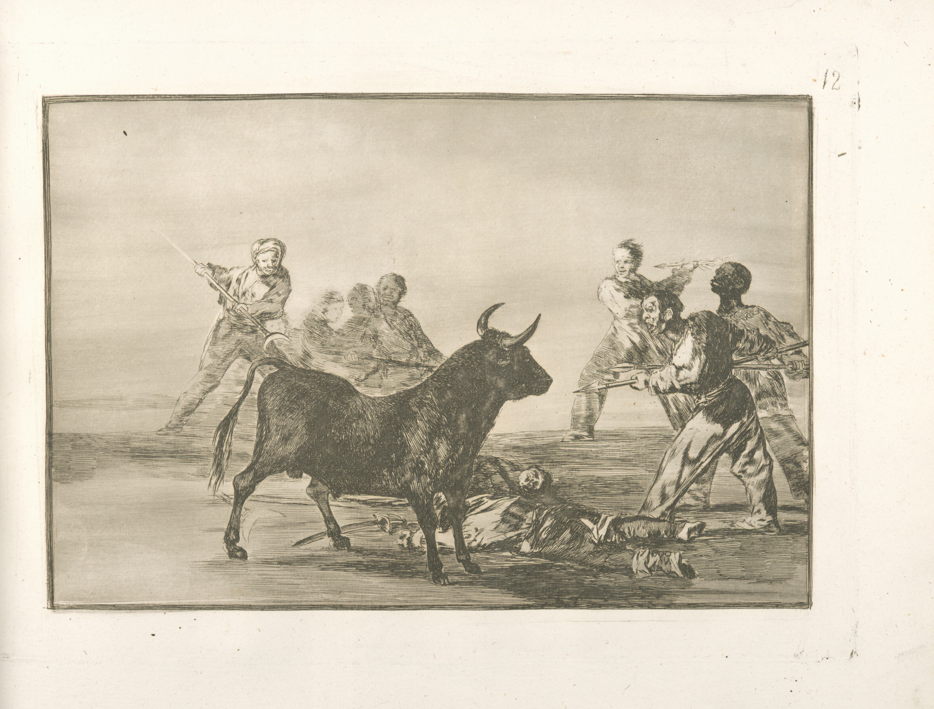 《用长矛、月牙、短枪和其他武器打伤这个恶棍》（Hamstring the scoundrel with spears, crescents, banderillas and other weapons）｜弗朗西斯科·戈雅 Francisco de Goya｜1816