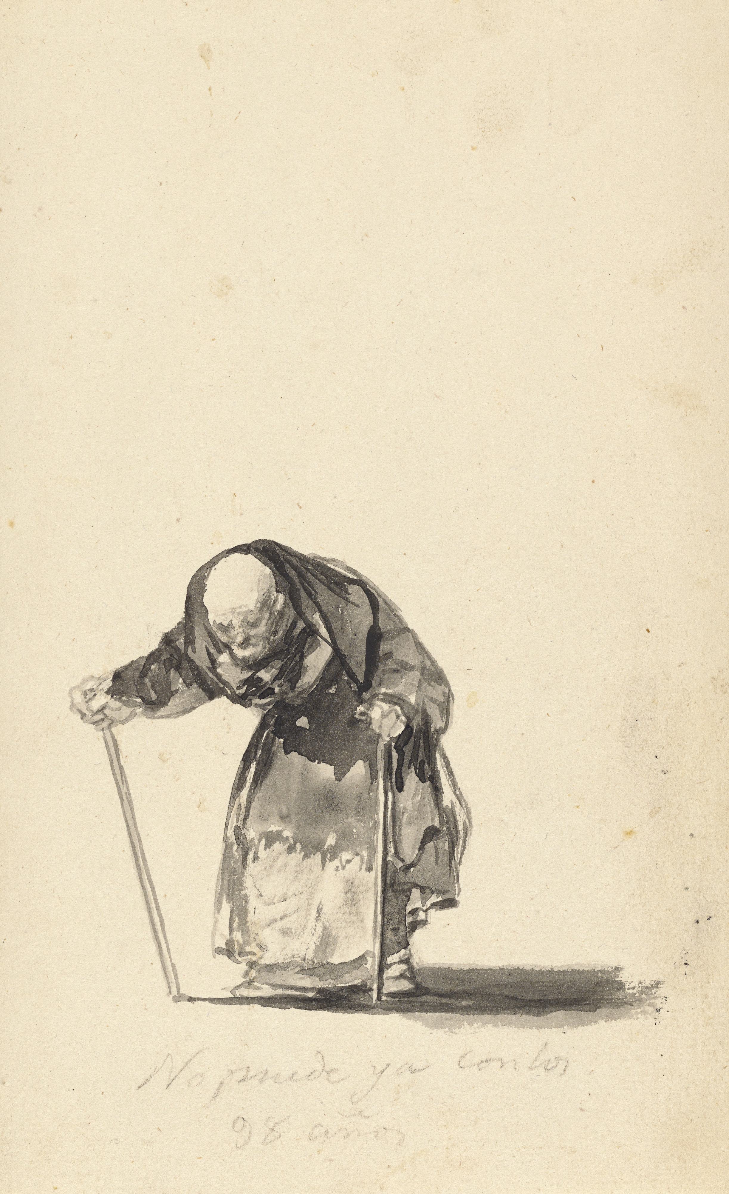 《九十八岁的他再也不能》（He Can No Longer at the Age of Ninety-Eight）｜弗朗西斯科·戈雅 Francisco de Goya｜1819–1823