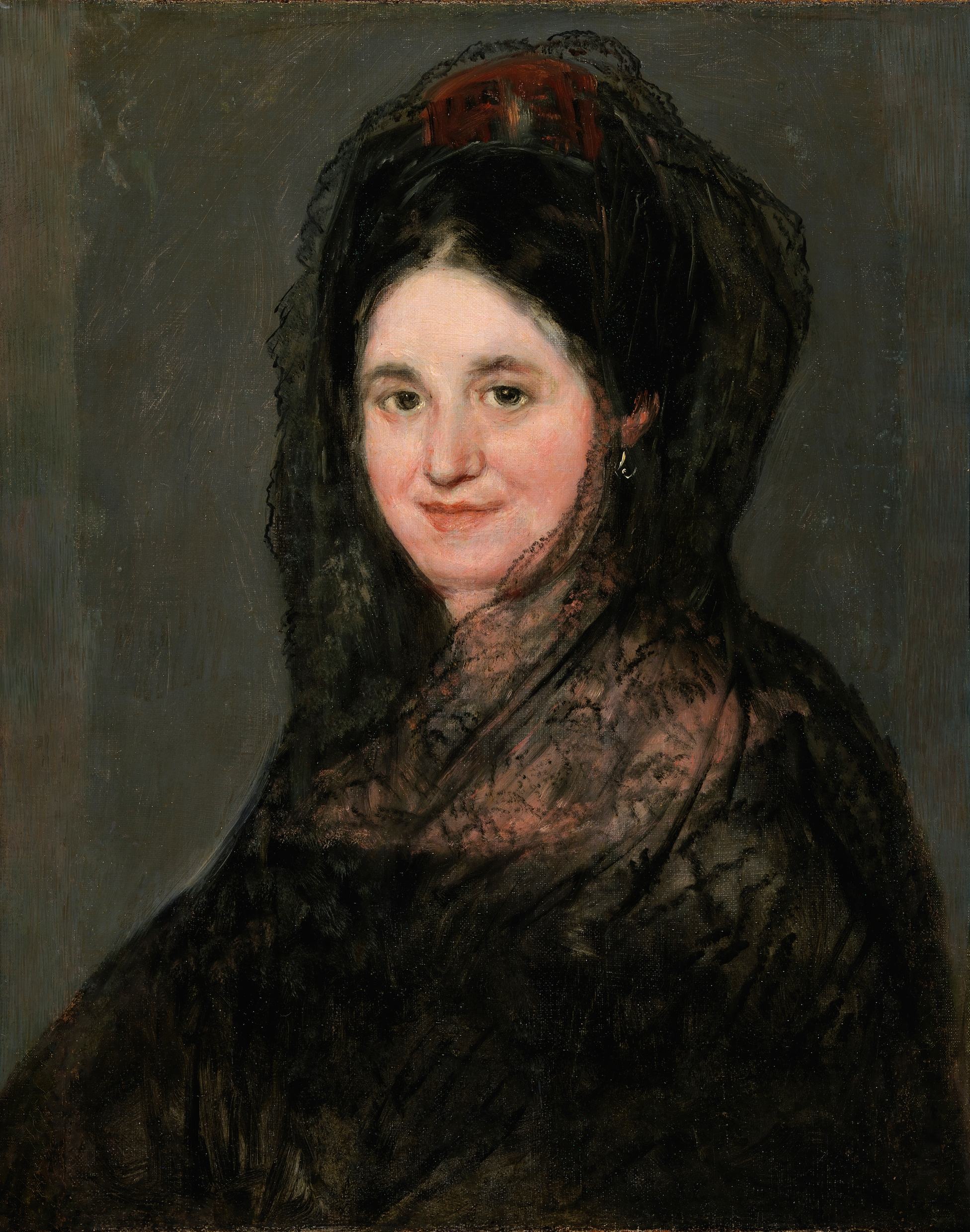 《戴黑头巾的女士肖像》（Portrait of a Lady in a Black Mantilla）｜弗朗西斯科·戈雅 Francisco de Goya｜约1824