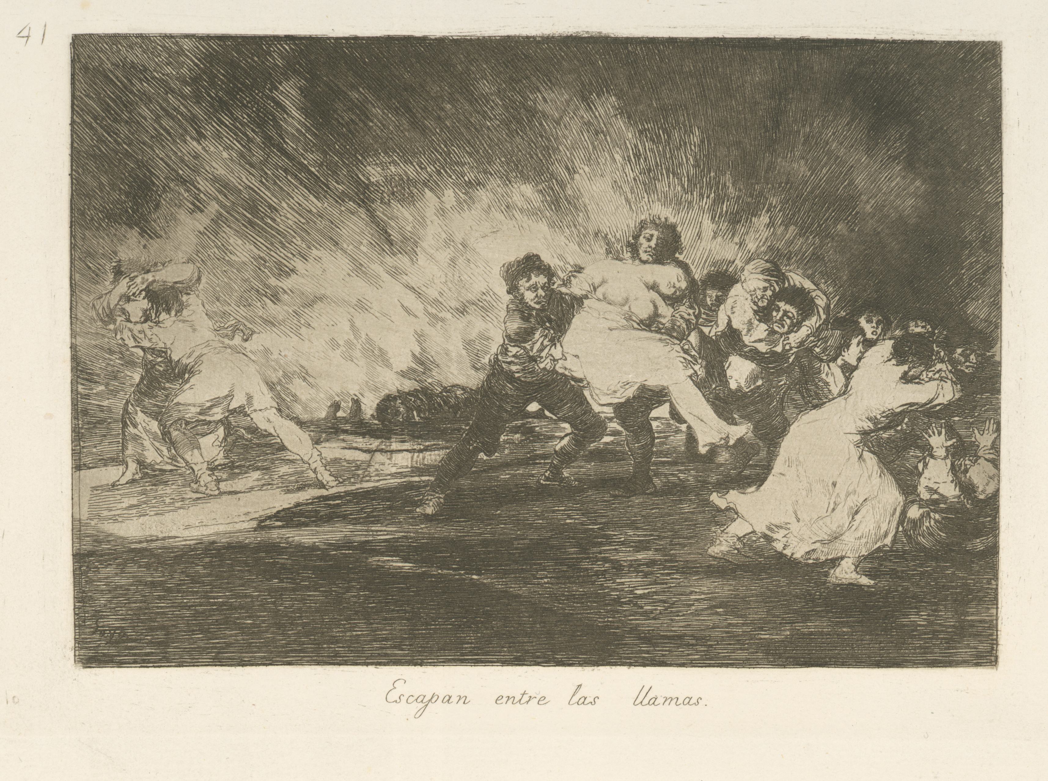 《他们在火焰中逃脱》（They escape through the flames）｜弗朗西斯科·戈雅 Francisco de Goya｜1863