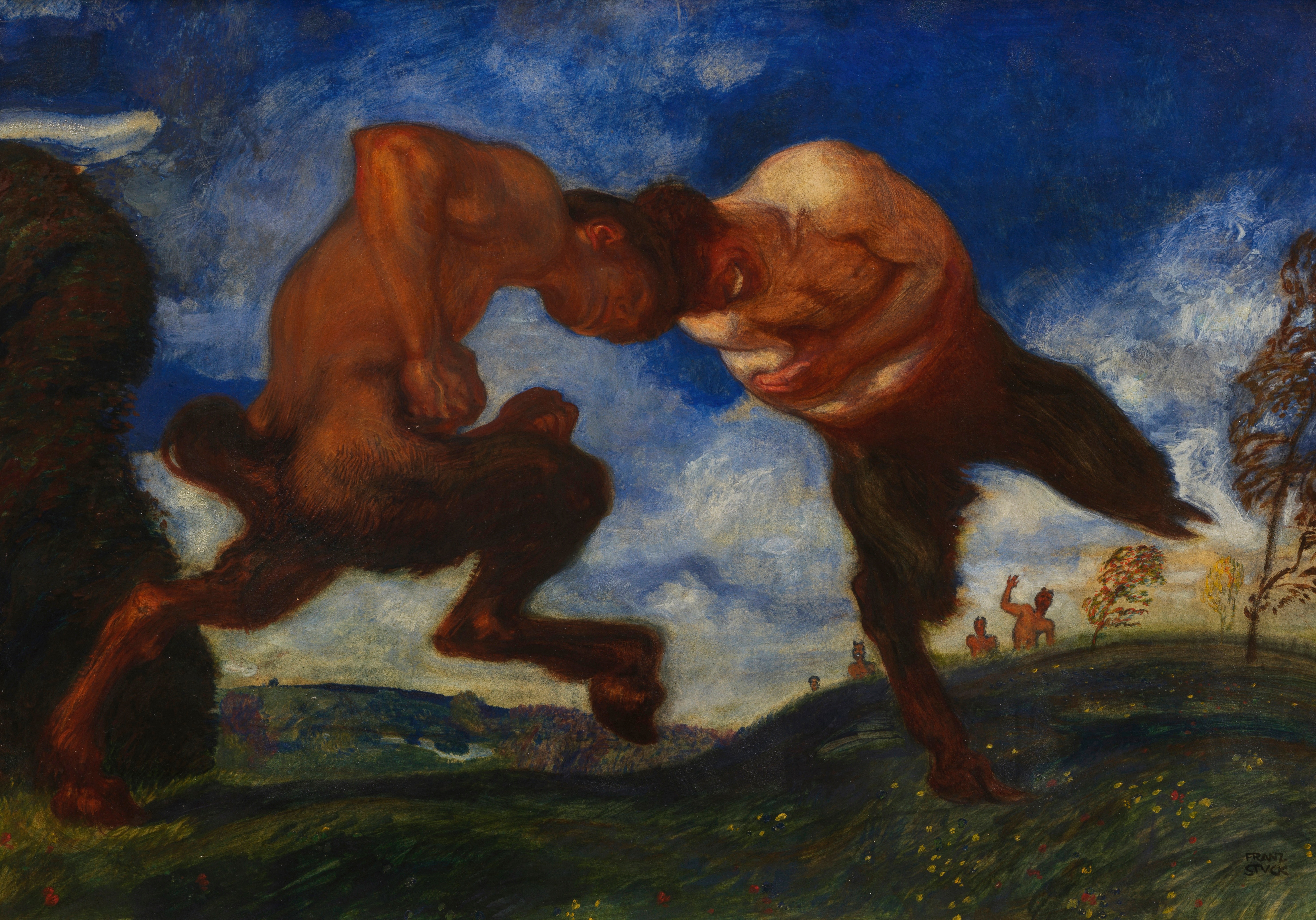 《搏斗的牧神》（Fighting Fauns）｜弗朗茨·冯·施图克｜1898