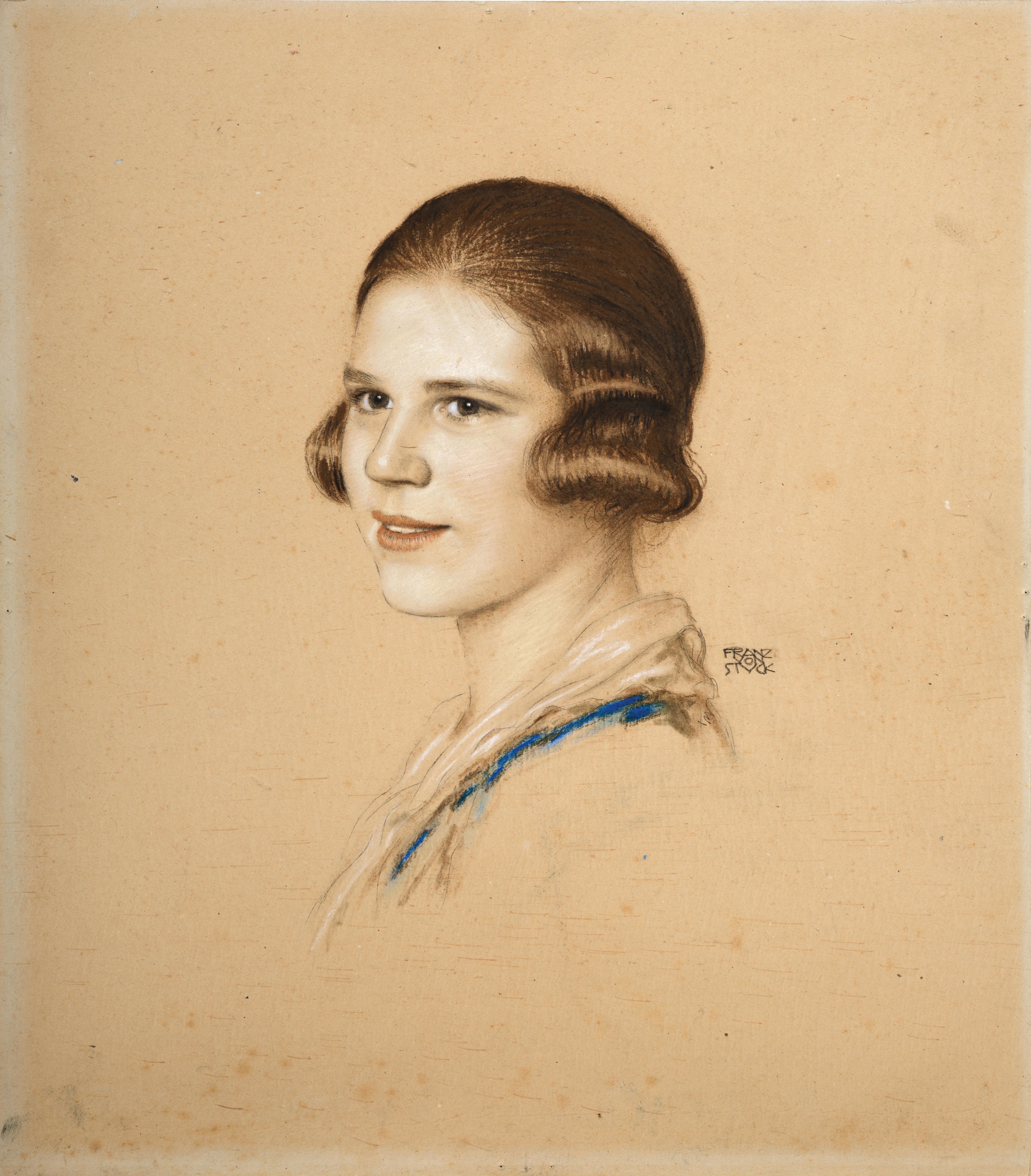 《一个女孩四分之三侧面的肖像》（Portrait of a girl in three-quarter profile）｜弗朗茨·冯·施图克｜晚于 1906
