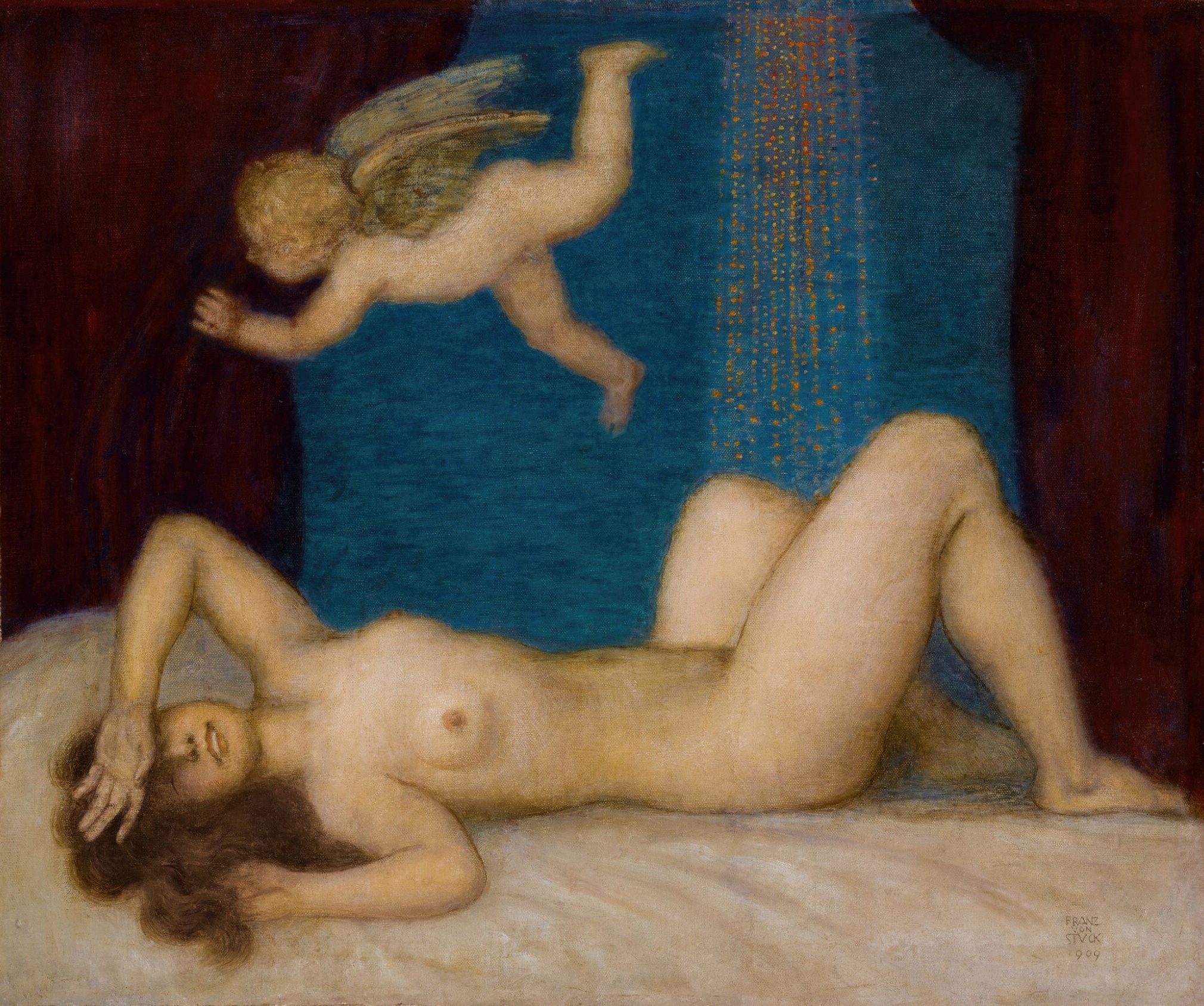 《达那厄与金雨》（Danae and the Golden Shower）｜弗朗茨·冯·施图克｜1909