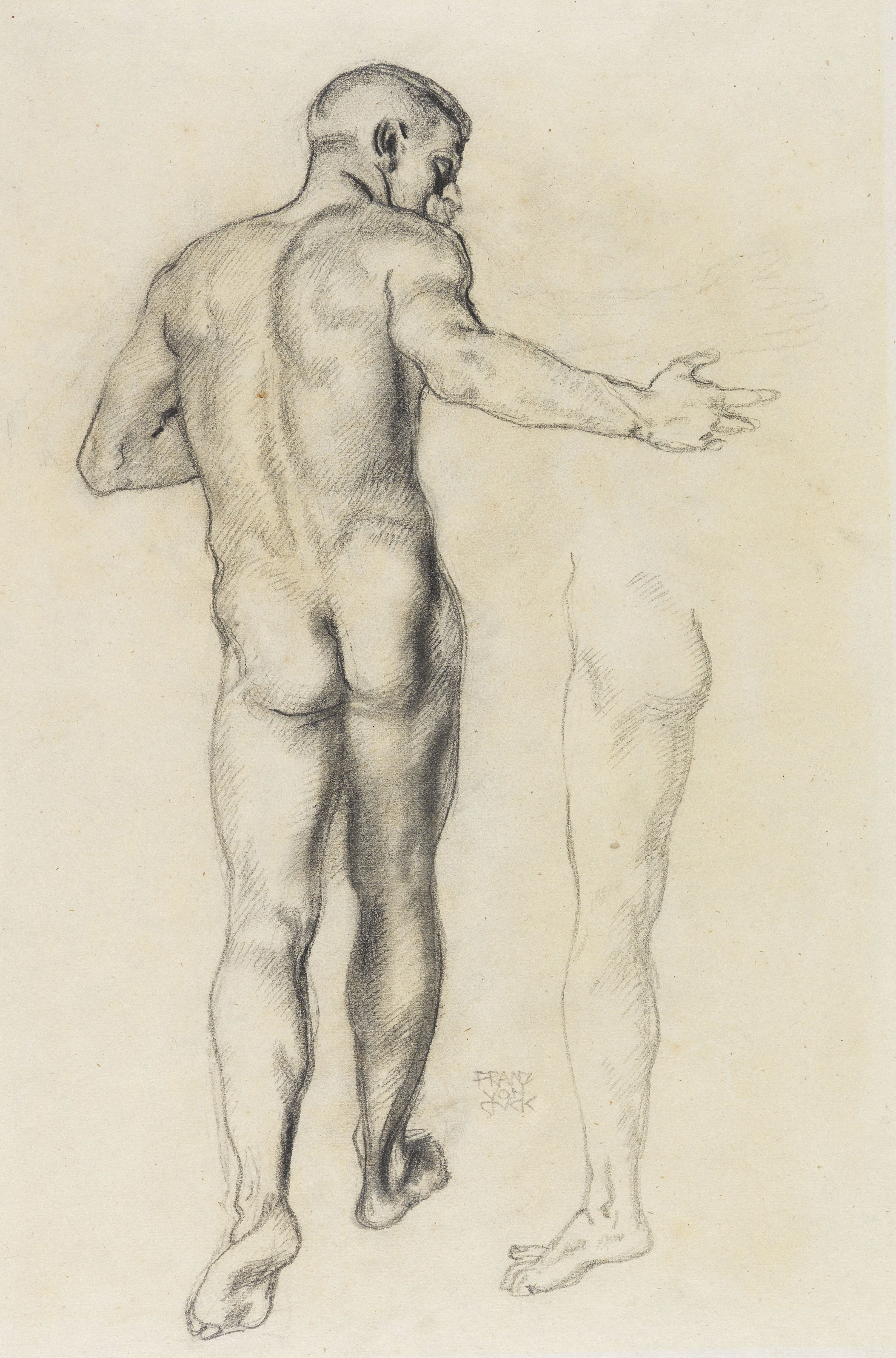 《男背裸》（Male back nude）｜弗朗茨·冯·施图克｜1909