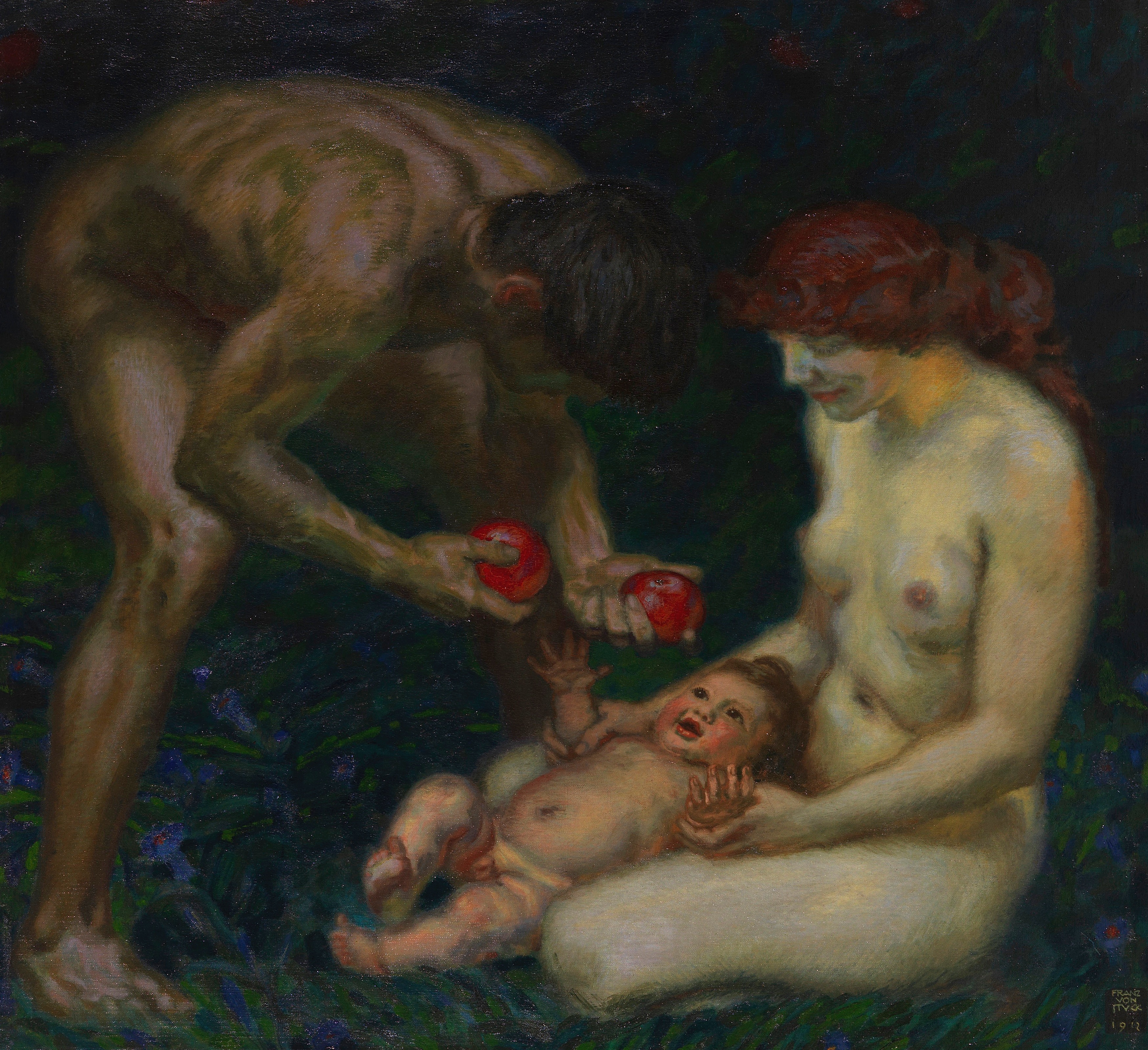 《亚当与夏娃（家庭）》（Adam and Eve (The Family)）｜弗朗茨·冯·施图克｜1912