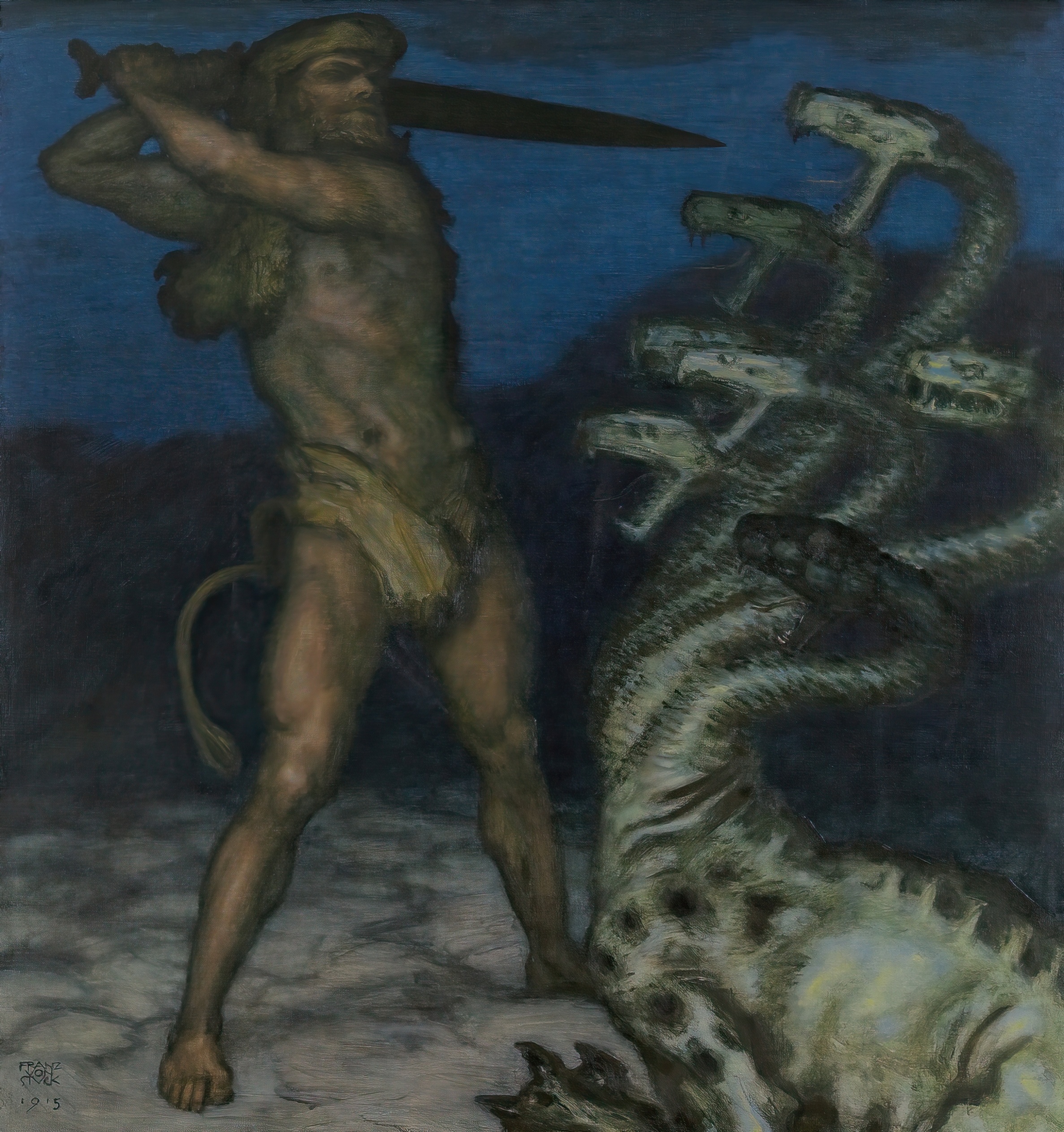 《赫拉克勒斯与九头蛇》（Hercules and the Hydra）｜弗朗茨·冯·施图克｜1915