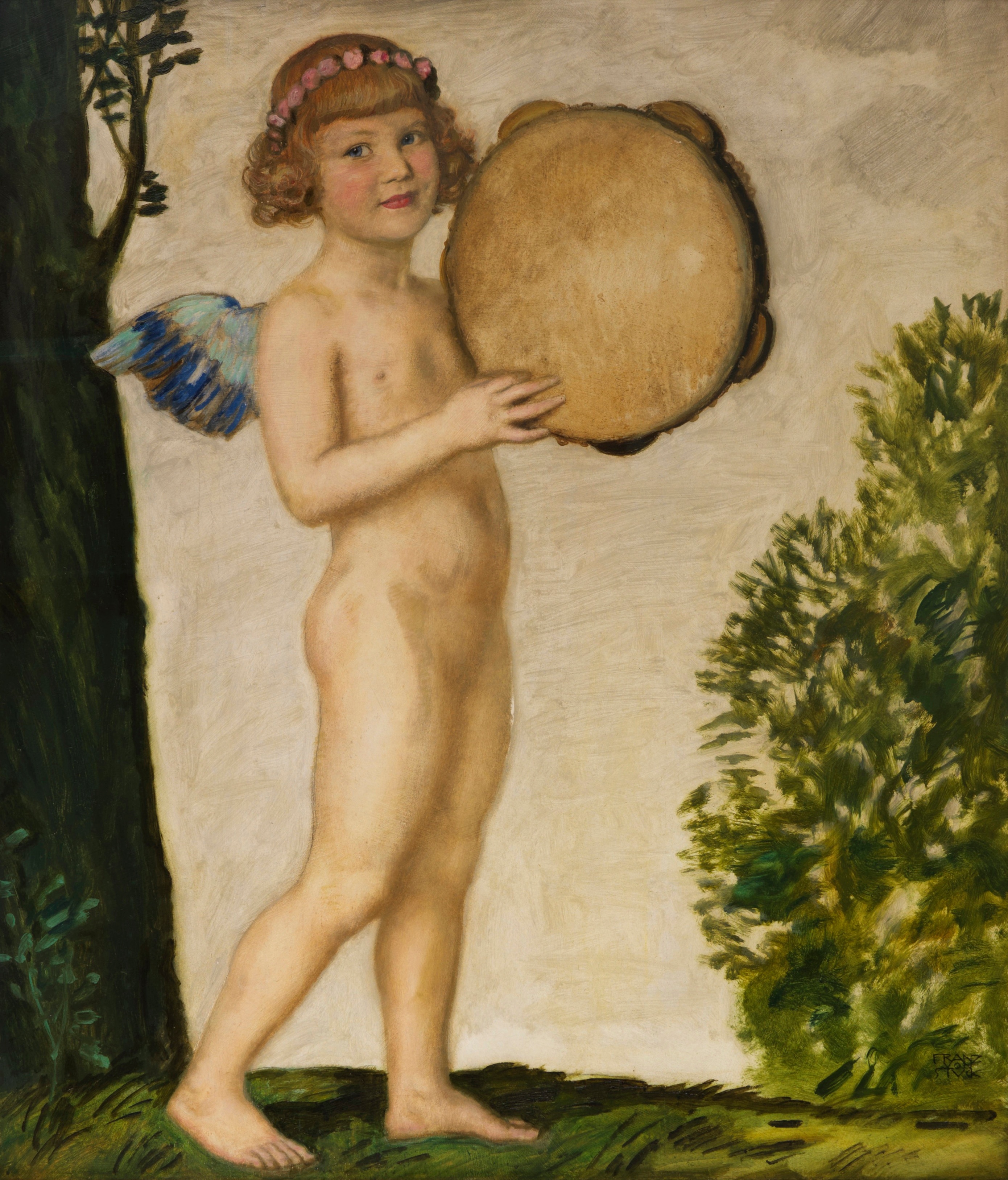 《手持铃鼓的厄洛斯》（Eros with a Tambourine）｜弗朗茨·冯·施图克｜1920