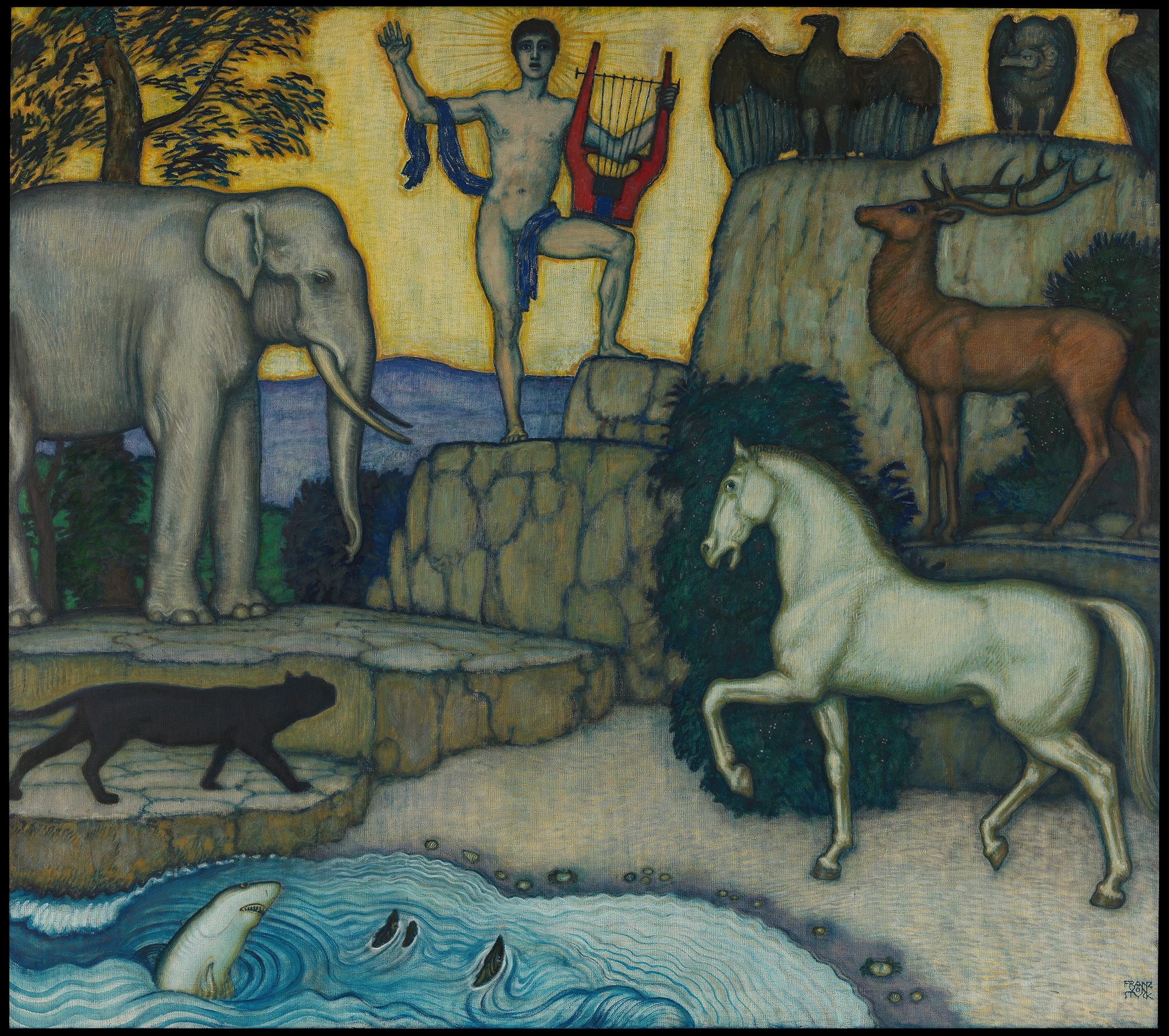 《俄耳甫斯与动物》（Orpheus and the Animals）｜弗朗茨·冯·施图克｜约 1924