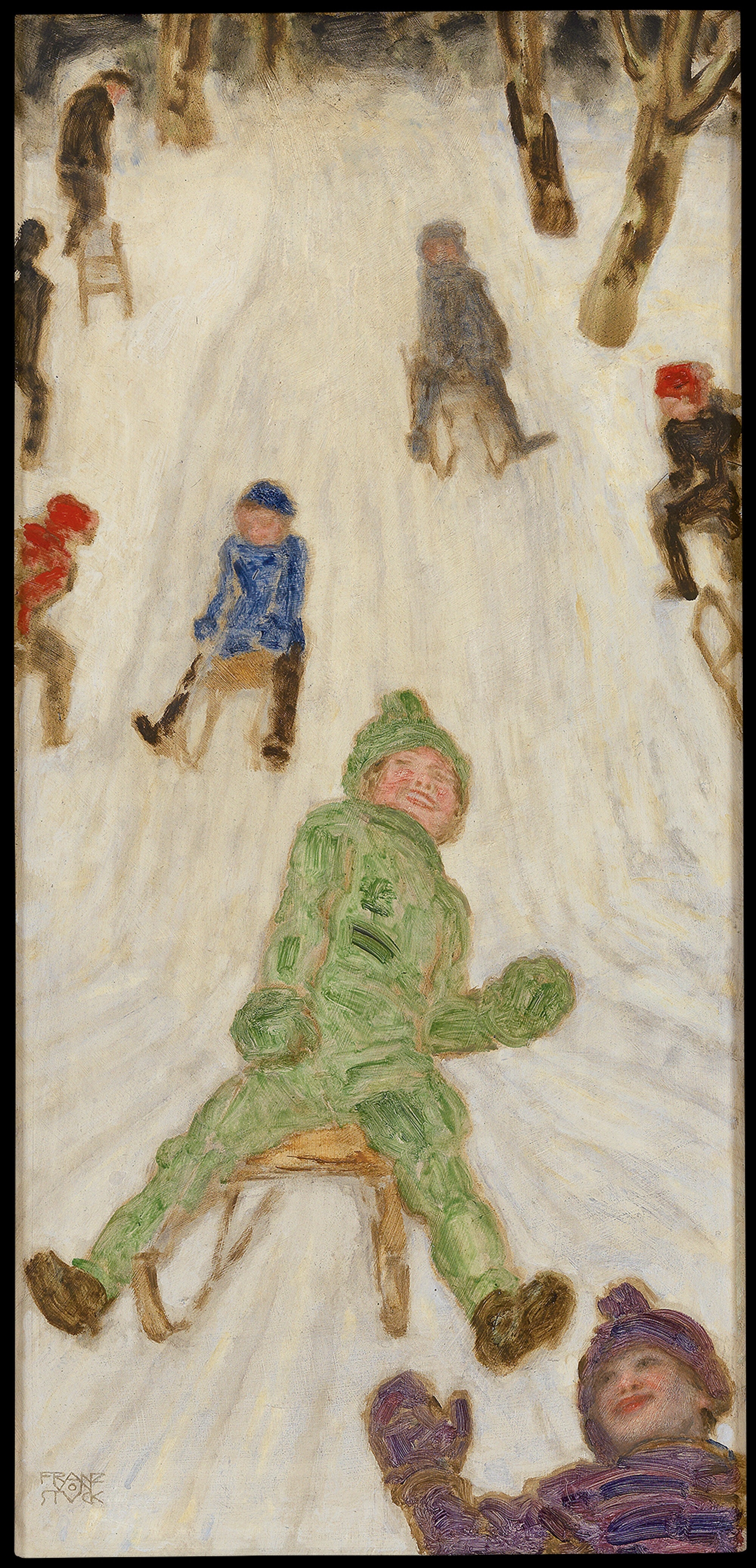 《雪橇之行；滑雪橇的孩子》（Sleigh Ride; Children Sledding）｜弗朗茨·冯·施图克｜约 1926