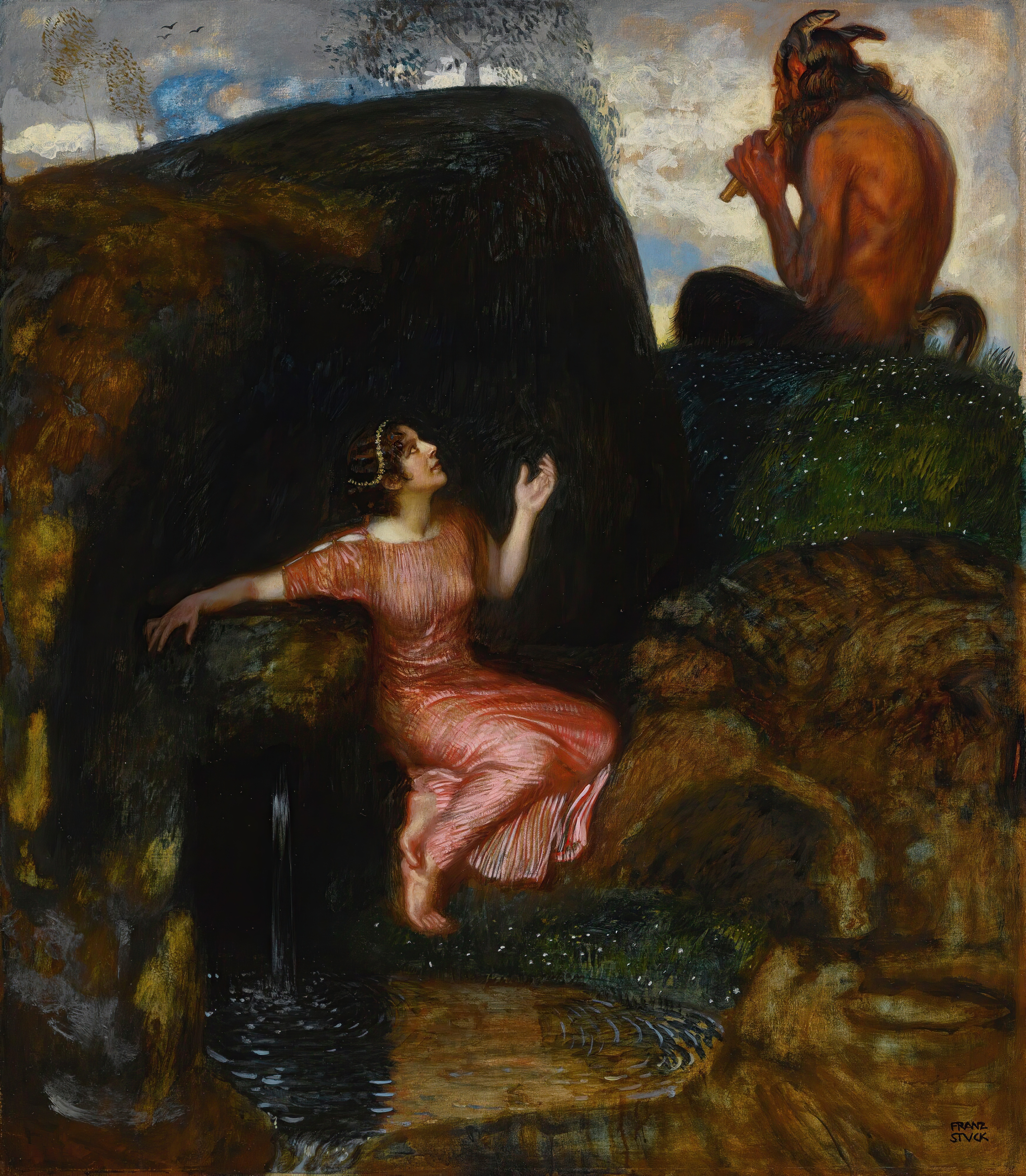 《泉边（倾听的宁芙）》（At the Spring (Listening Nymph)）｜弗朗茨·冯·施图克｜不明