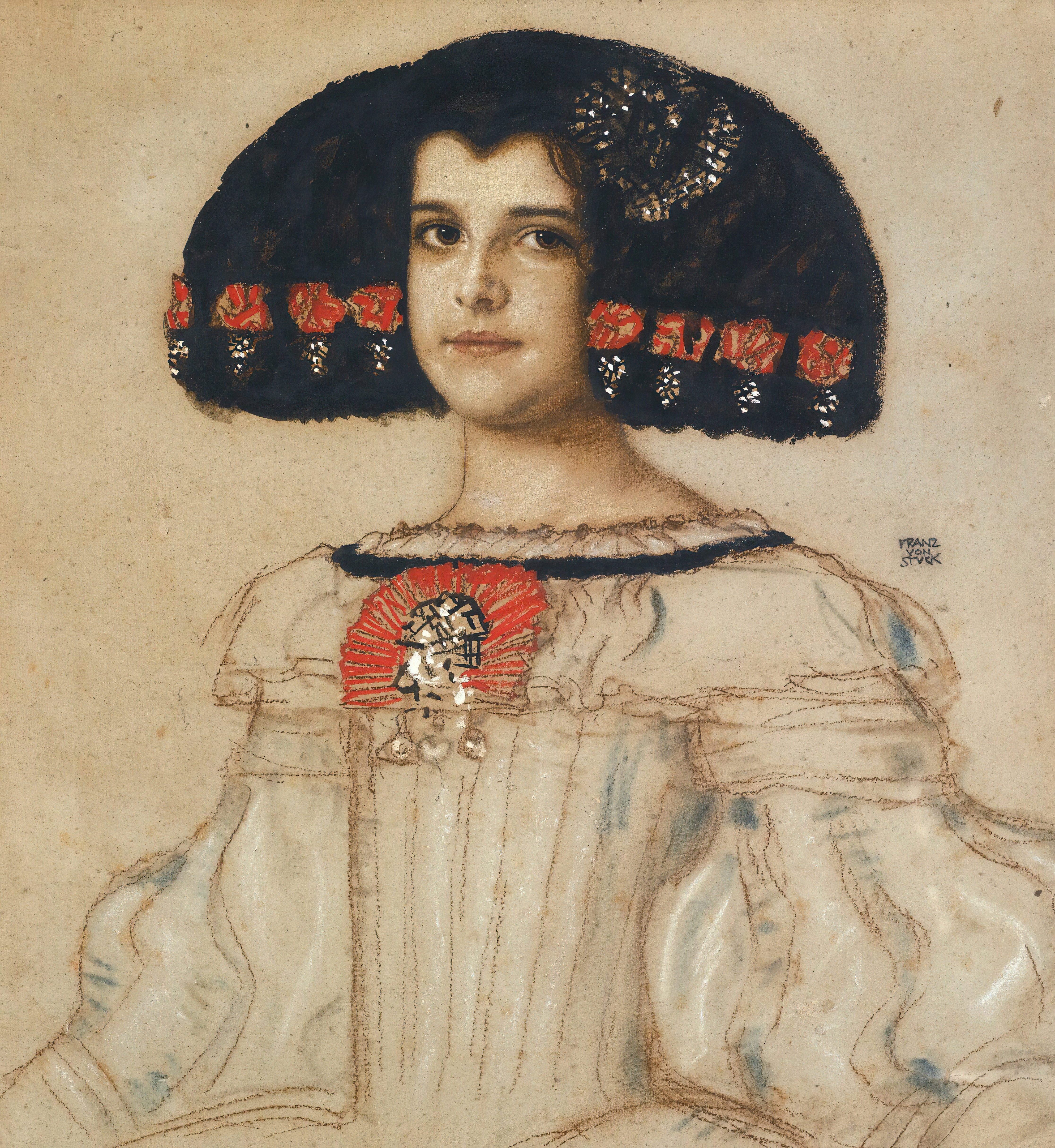 《玛丽，艺术家的女儿，穿着委拉斯开兹的裙子》（Mary, the artist's daughter, in velasquez dress）｜弗朗茨·冯·施图克｜不明
