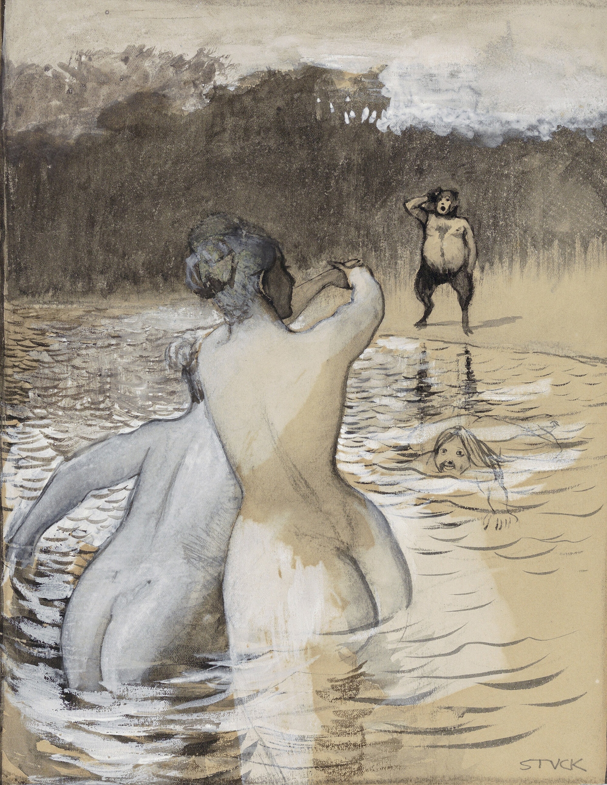 《牧神与沐浴的宁芙》（Faun and Bathing Nymphs）｜弗朗茨·冯·施图克｜不明