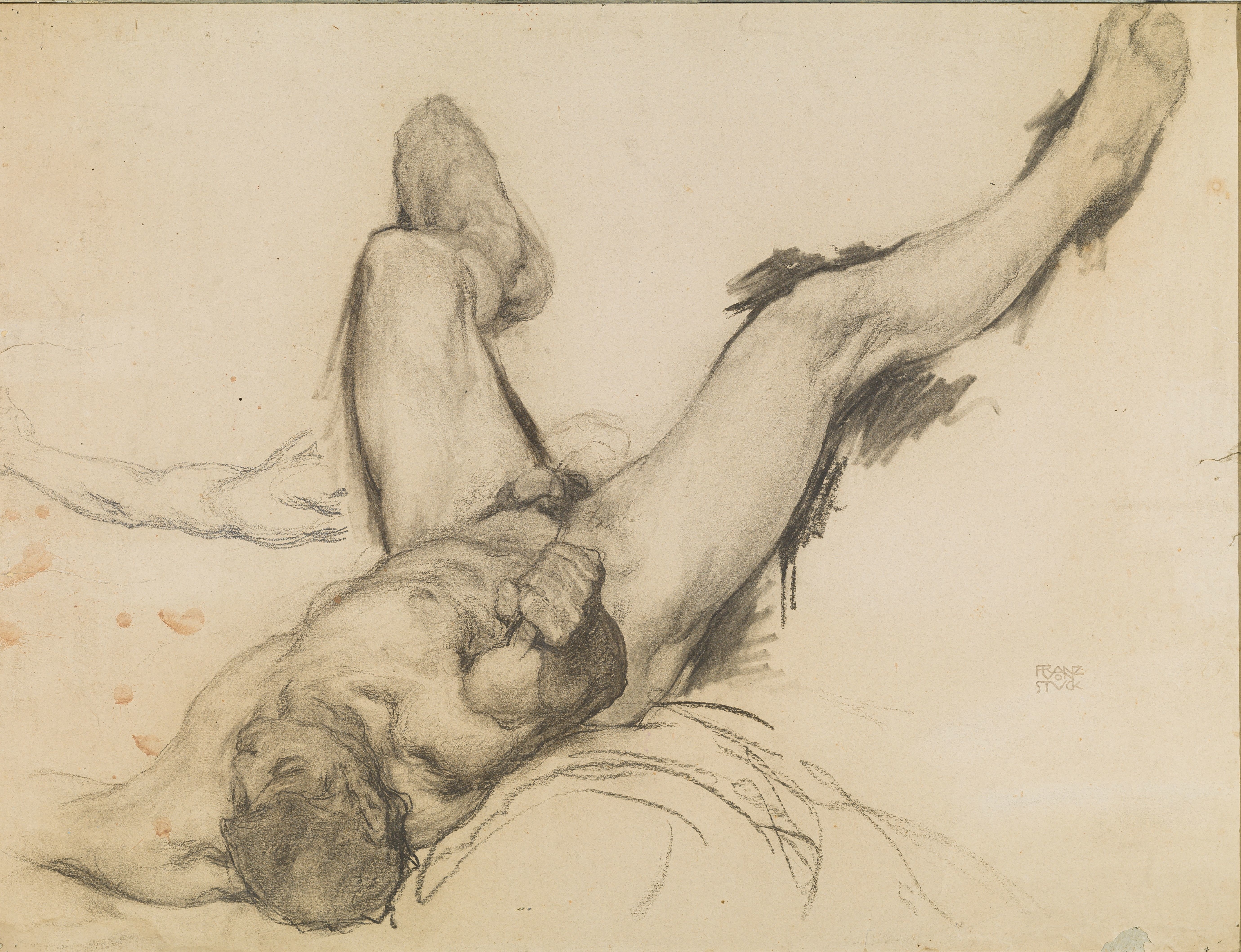 《斜倚的男性裸像》（Reclining Male Nude）｜弗朗茨·冯·施图克｜19th century