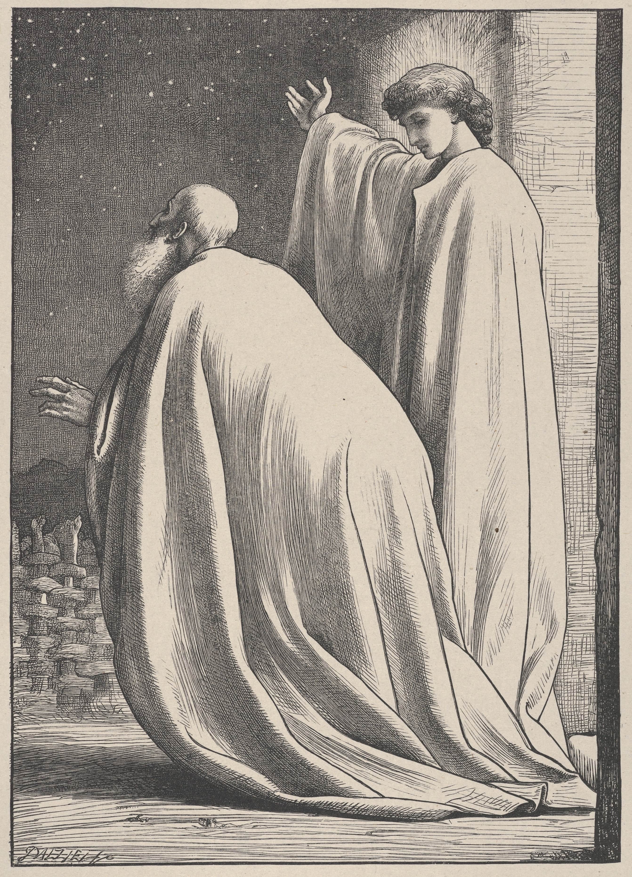 《亚伯兰和天使》（Abram and the Angel）｜弗雷德里克·莱顿 Frederic Leighton｜1865–81