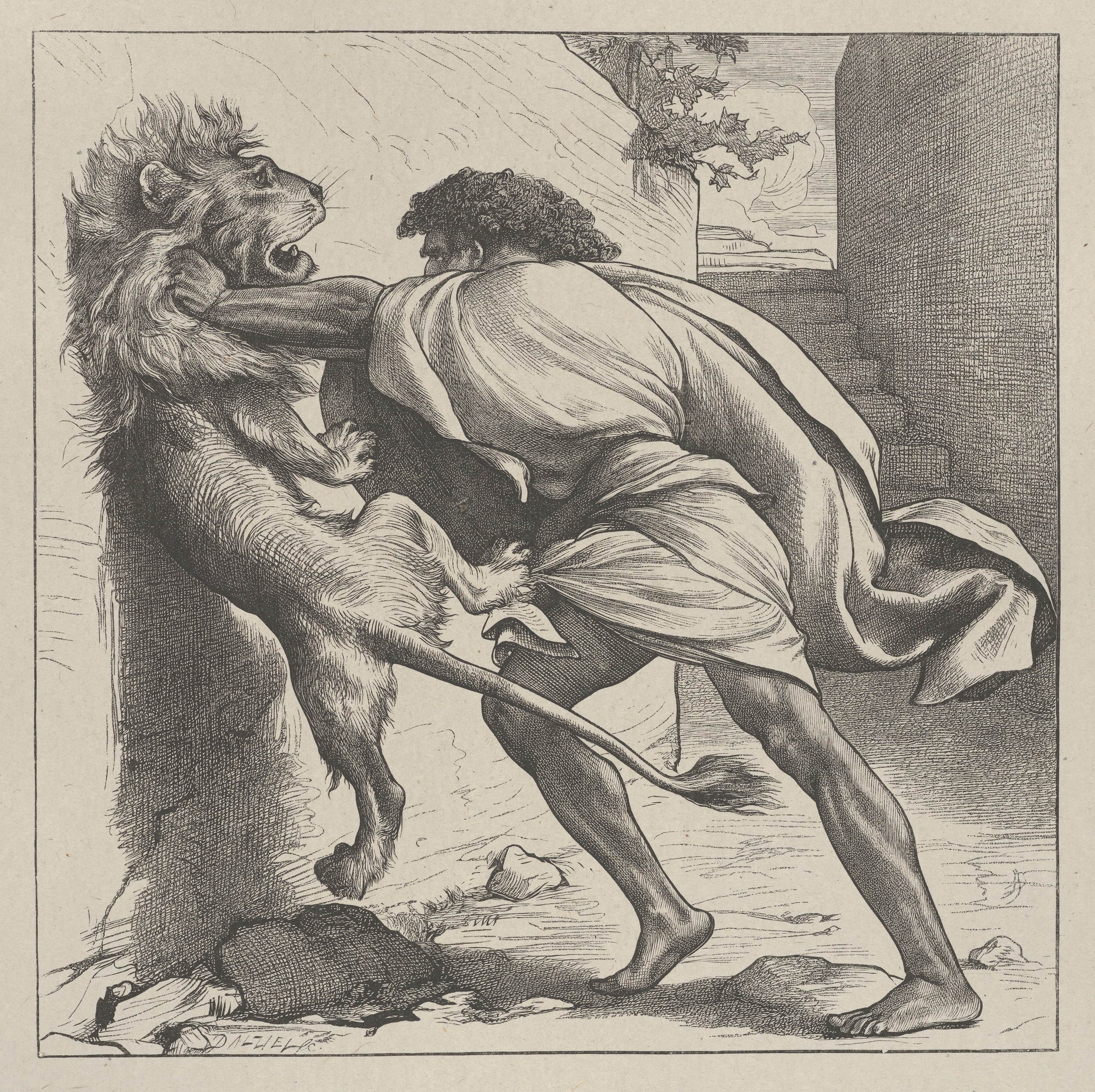 《参孙和狮子》（Samson and the Lion）｜弗雷德里克·莱顿 Frederic Leighton｜1865–81