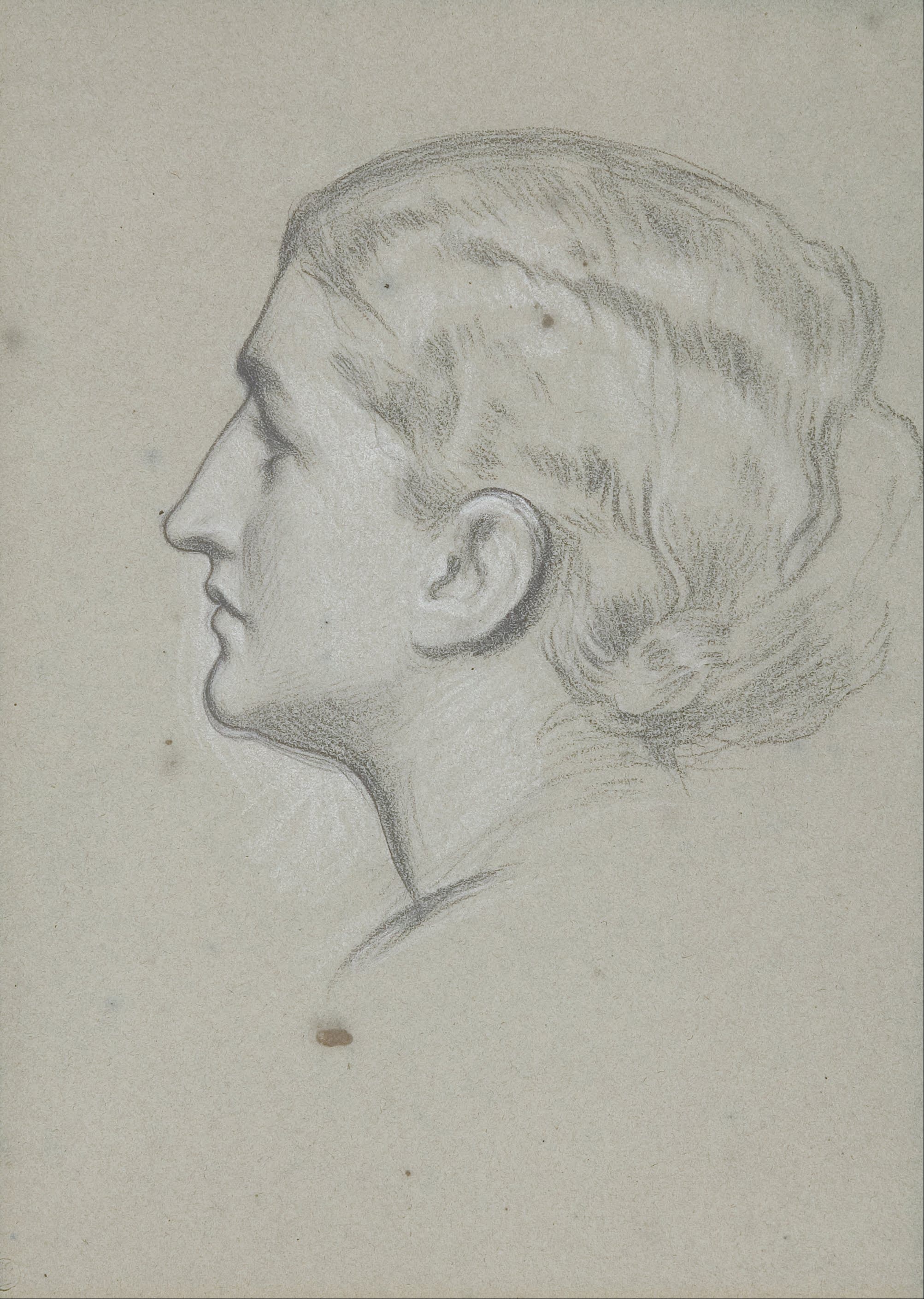 《为画作《威尼斯贵族女士》研究女性头部》（Study of a woman's head for the painting 'A noble lady of Venice'）｜弗雷德里克·莱顿 Frederic Leighton｜约 1865