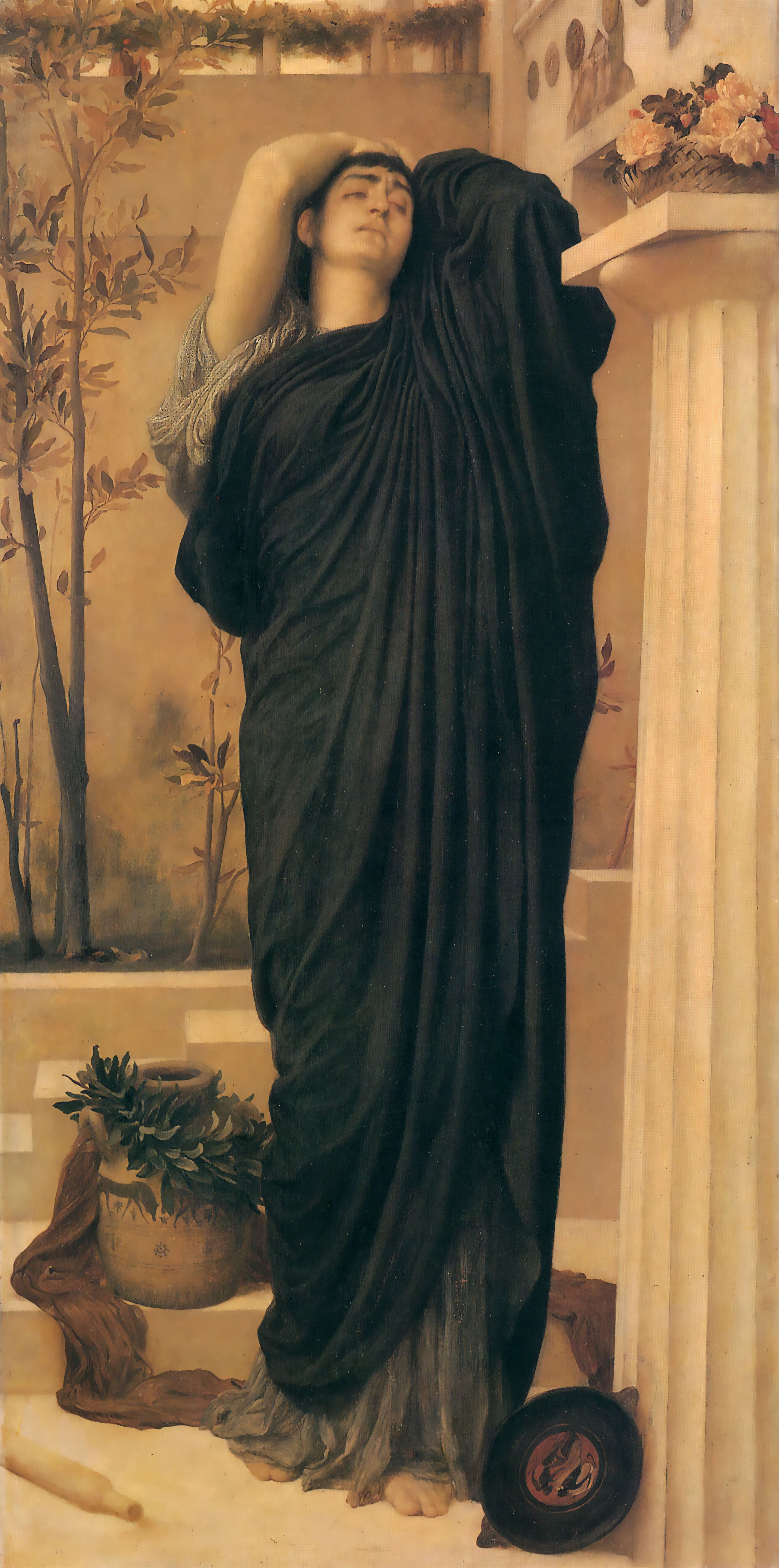 《厄勒克特拉在阿伽门农墓》（Electra At The Tomb Of Agamemnon）｜弗雷德里克·莱顿 Frederic Leighton｜1868–1869