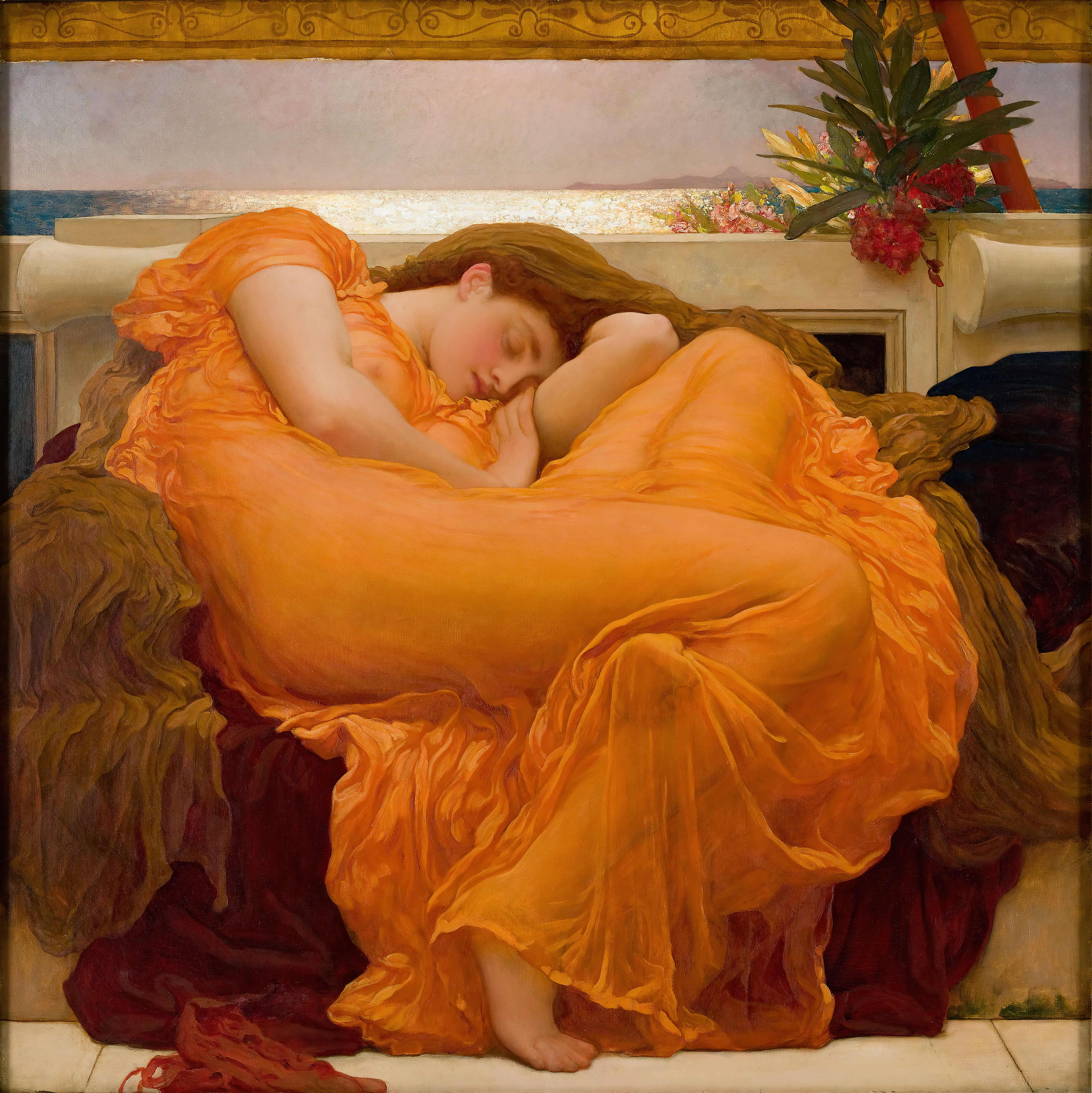 《燃烧的六月》（Flaming June）｜弗雷德里克·莱顿 Frederic Leighton｜1895