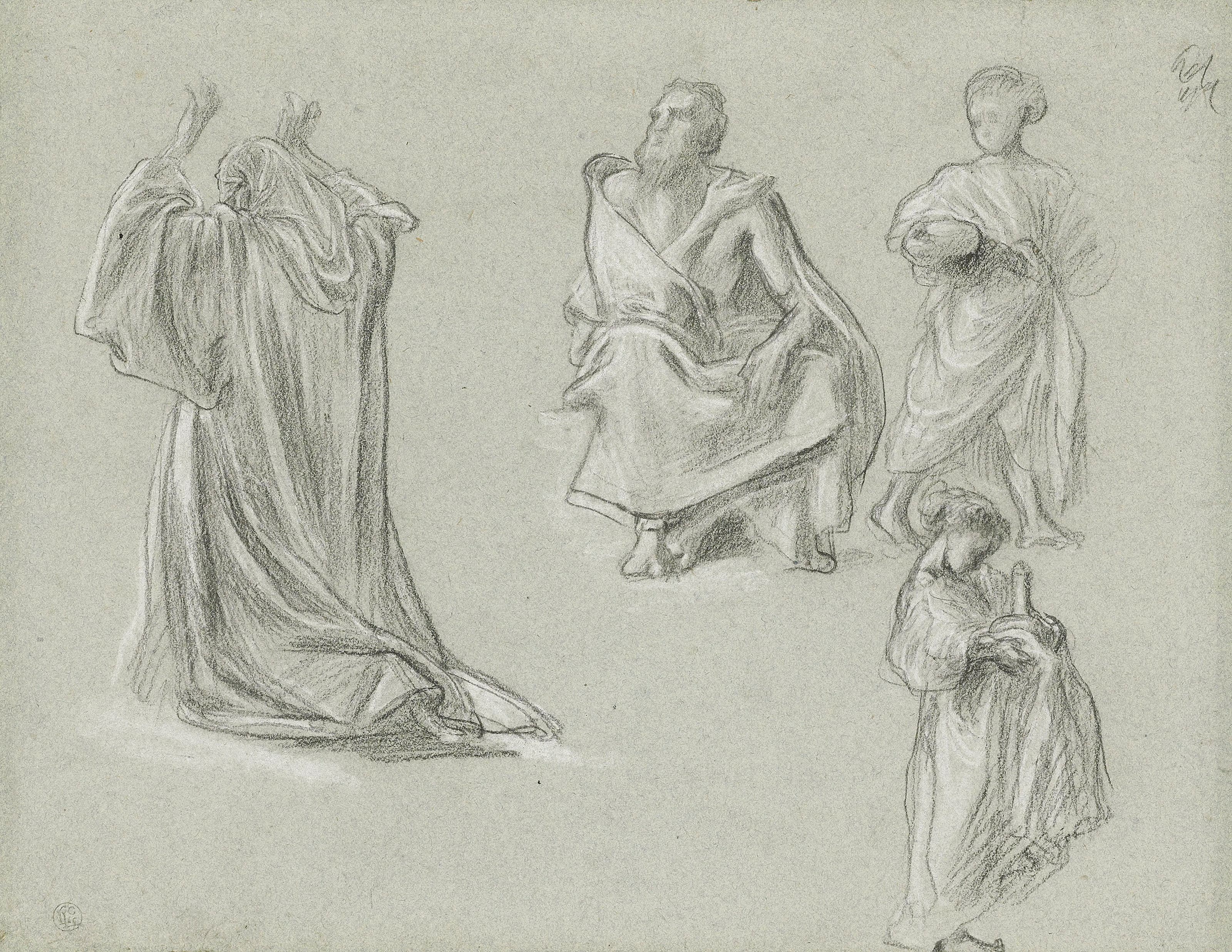 《一张人物研究表》（A sheet of figure studies）｜弗雷德里克·莱顿 Frederic Leighton｜不明