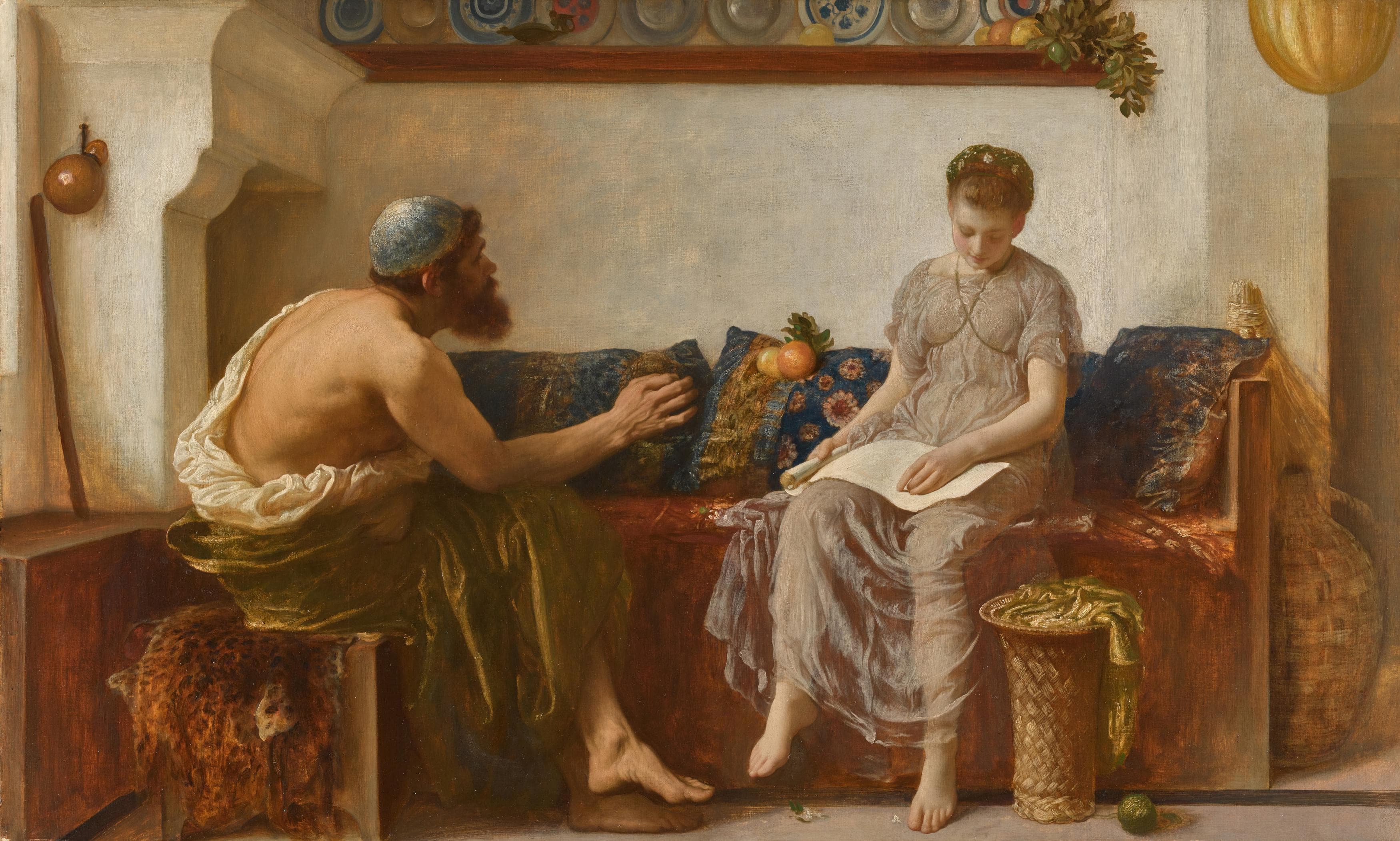 《Cleoboulos 指导他的女儿 Cleobouline》（Cleoboulos instructing his daughter Cleobouline）｜弗雷德里克·莱顿 Frederic Leighton｜不明