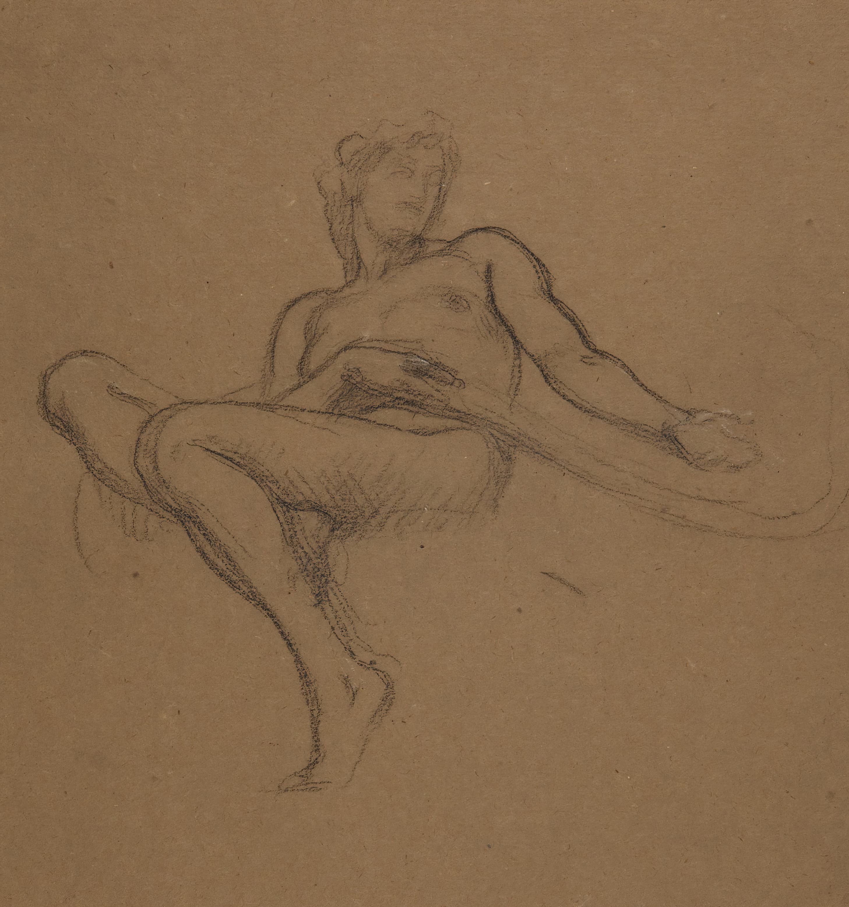 《女性裸体坐着，为赫斯珀里得斯花园学习》（Female nude seated, study for the Garden of the Hesperides）｜弗雷德里克·莱顿 Frederic Leighton｜不明