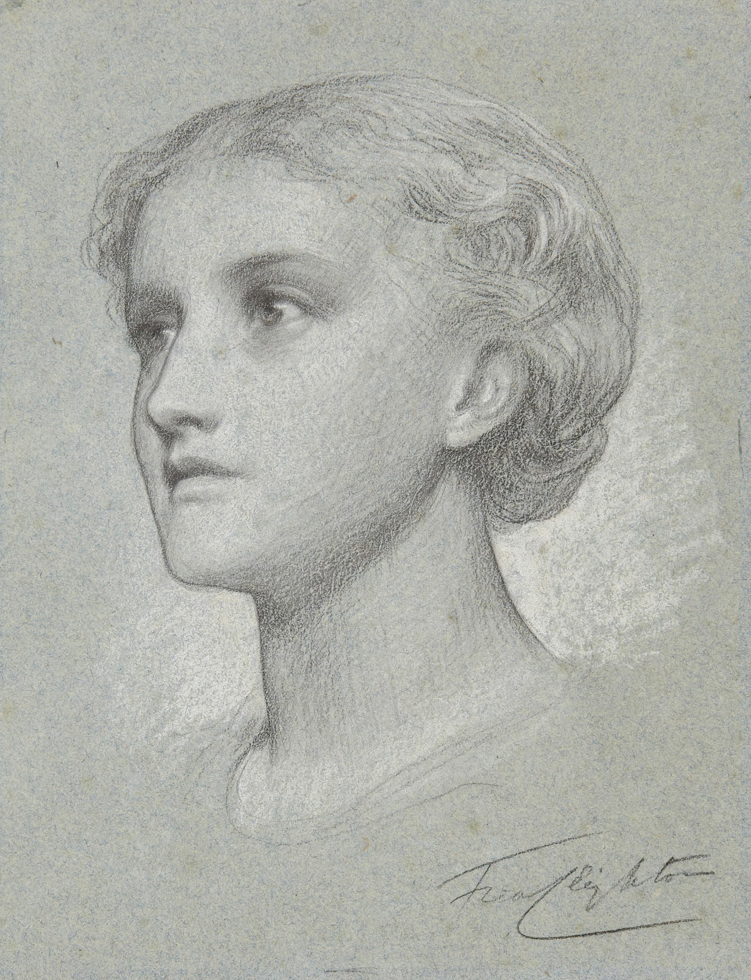 《女孩头像》（Head of a girl）｜弗雷德里克·莱顿 Frederic Leighton｜不明