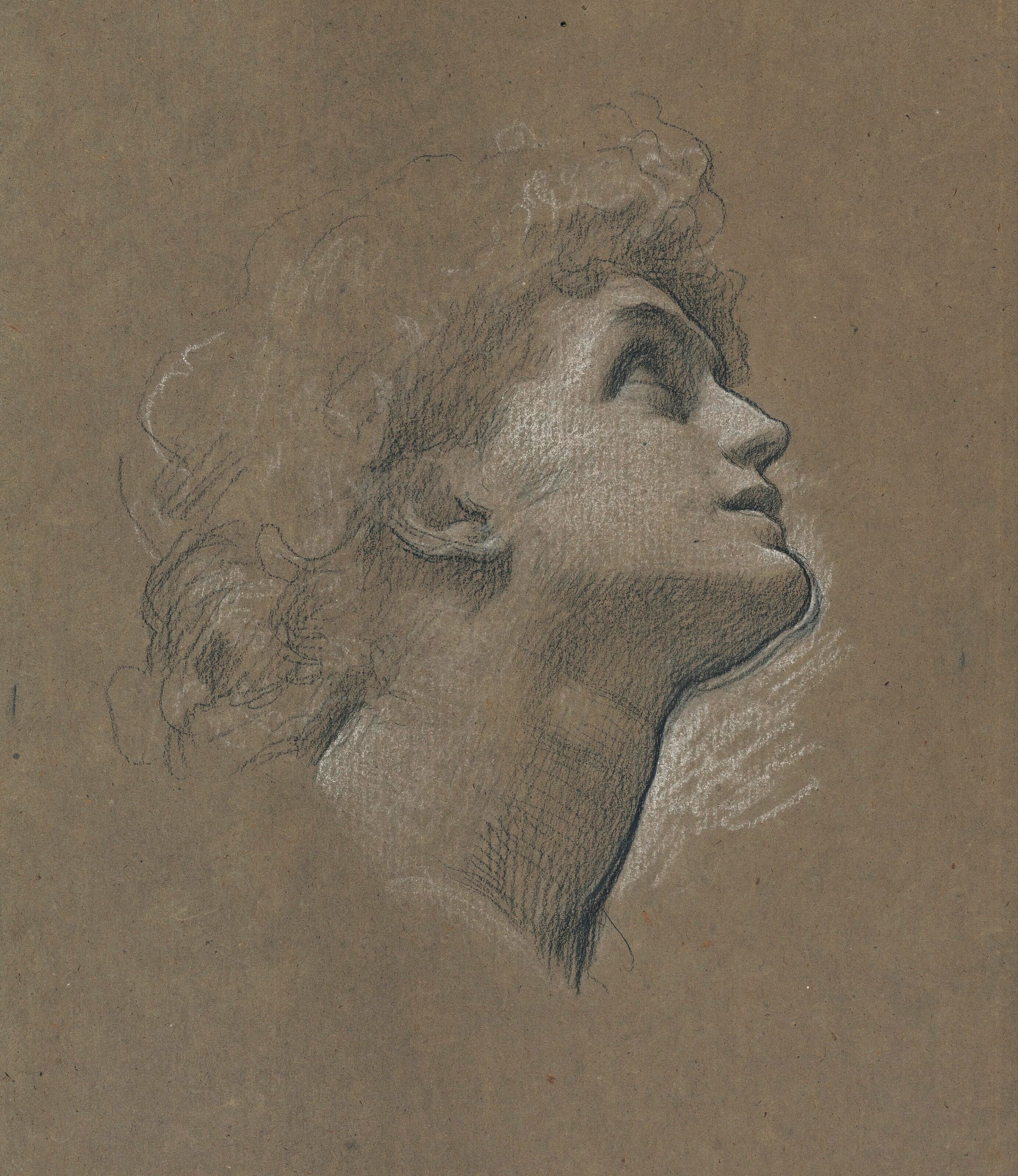 《多萝西·丹尼 (Dorothy Dene) 的头部研究，侧面，为“信仰”》（Head study of Dorothy Dene, in profile, for 'Faith'）｜弗雷德里克·莱顿 Frederic Leighton｜不明