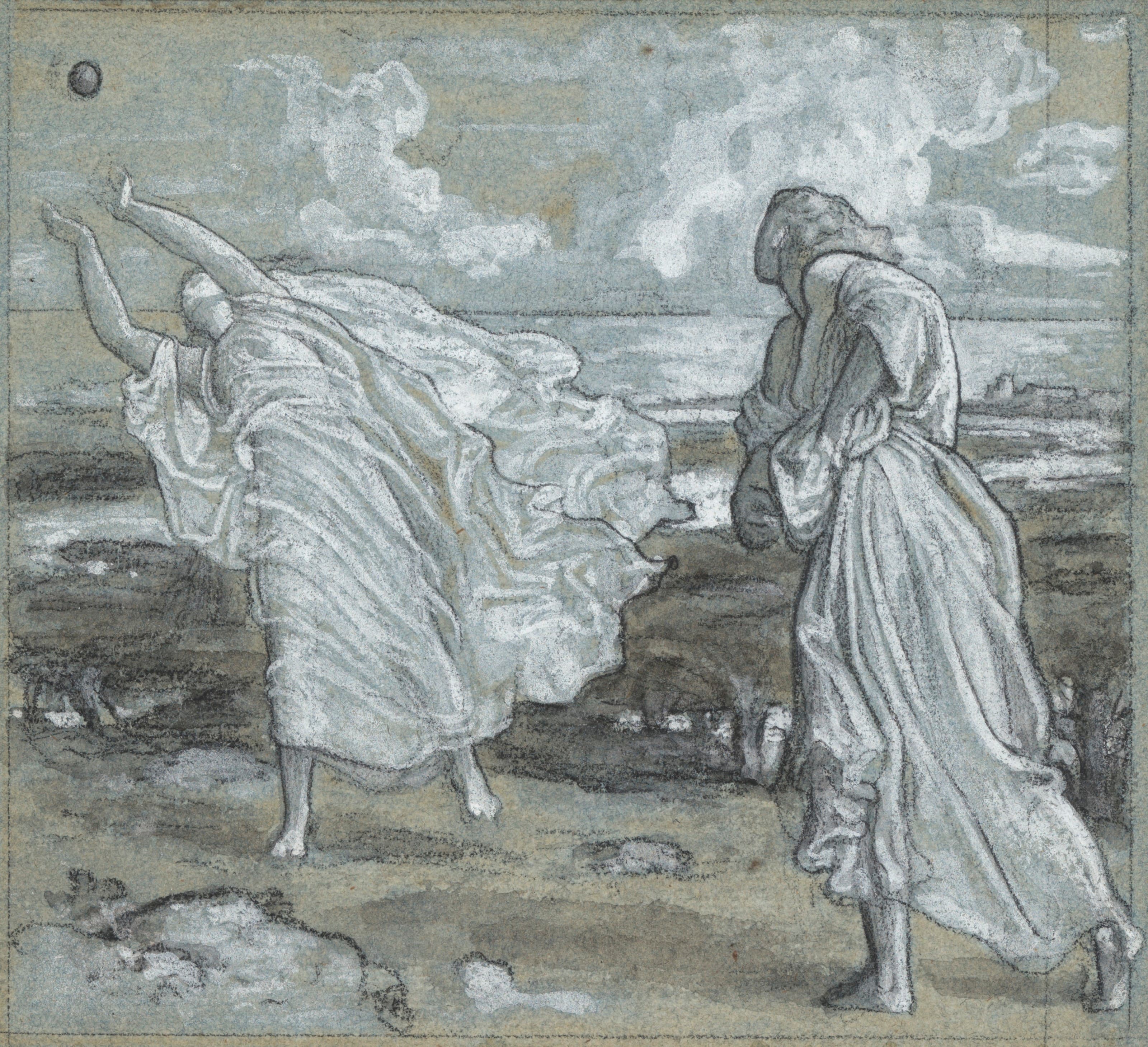 《“希腊女孩在舞会上玩耍”的初步草图》（Preliminary sketch for 'Greek Girls playing at Ball'）｜弗雷德里克·莱顿 Frederic Leighton｜不明