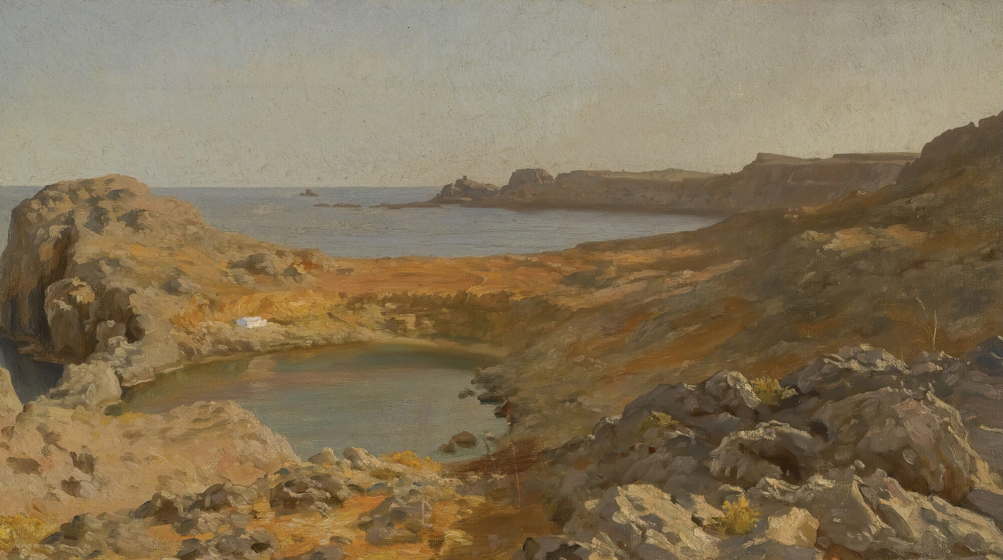 《罗德岛林多斯圣保罗湾》（St Paul's Bay At Lindos, Rhodes）｜弗雷德里克·莱顿 Frederic Leighton｜不明
