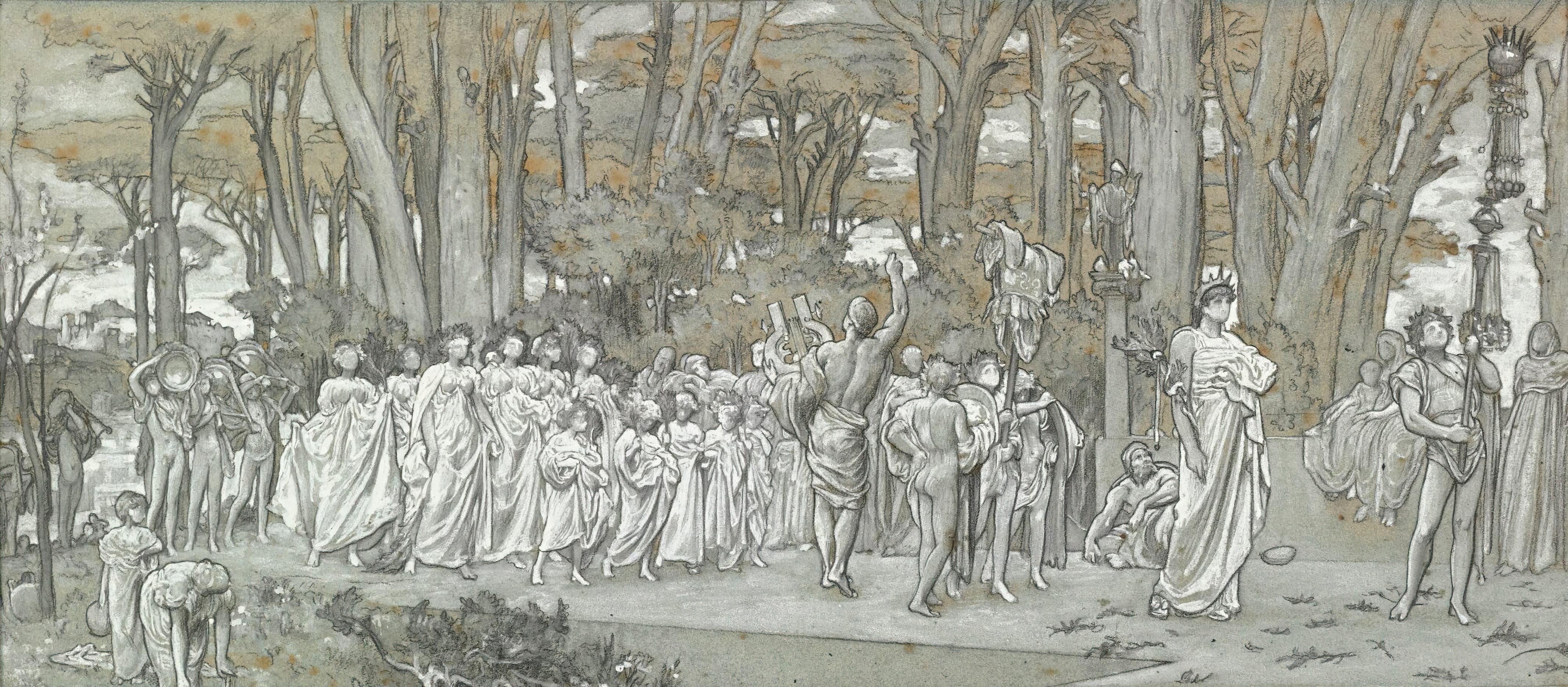 《瑞香研究》（Study For The Daphnephoria）｜弗雷德里克·莱顿 Frederic Leighton｜不明